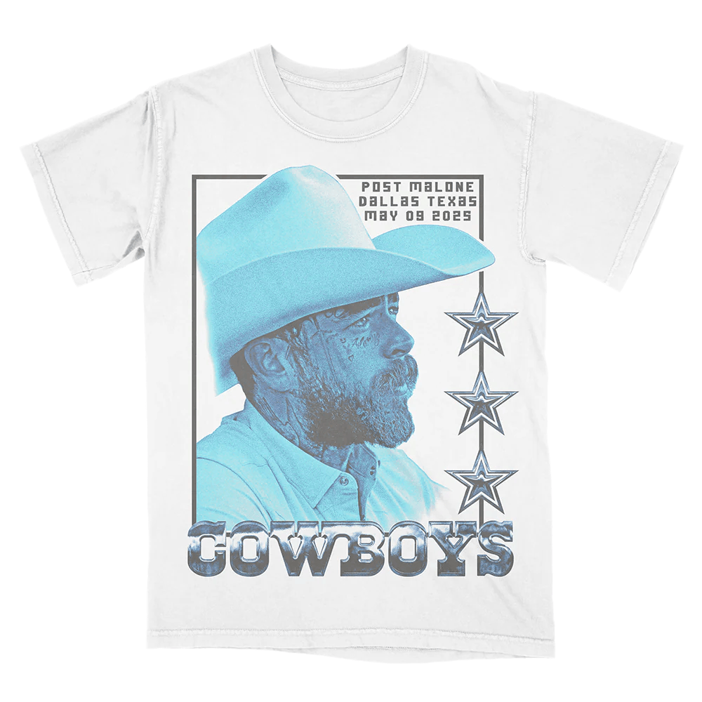 Post Malone Tour Merch 2025 Post Malone X Dallas Cowboys Photo T-Shirt Father's Day Gifts