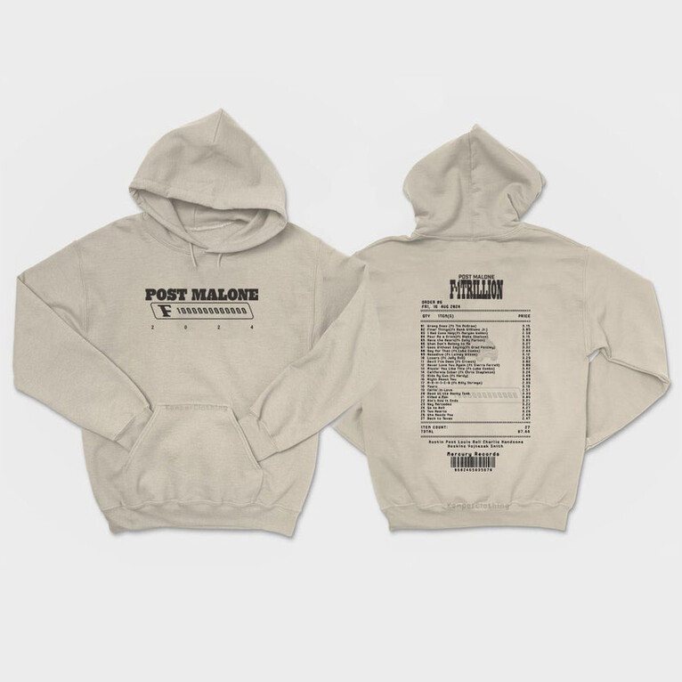 Posty F1, Trillion Album Tracklist Receipt Inspired Aesthetic Vintage Hoodie Gifts For Best Friend