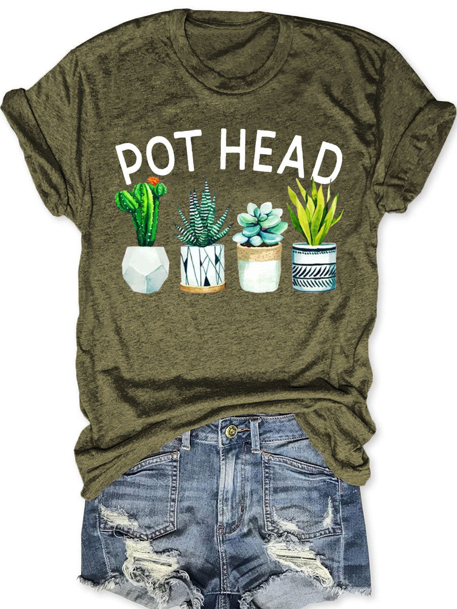 Pot Head T-Shirt Plants Design Trendy Fashion Unique Gifts For Plant Lovers