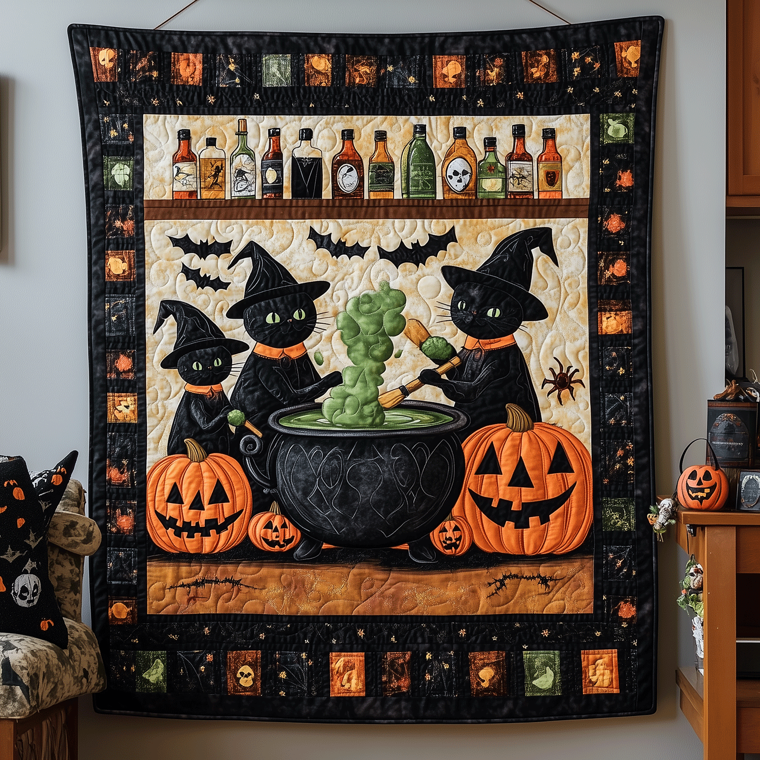 Potion Bubbles Cats Quilted Blanket Cat Christmas Gifts