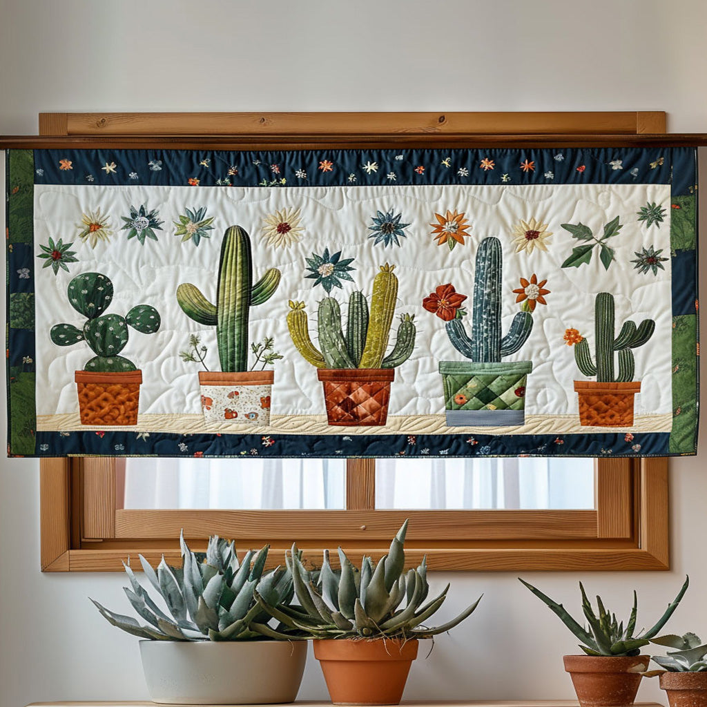 Potted Cactus Garden Quilted Valance Christmas Kitchen Decor Cactus Gifts For Women