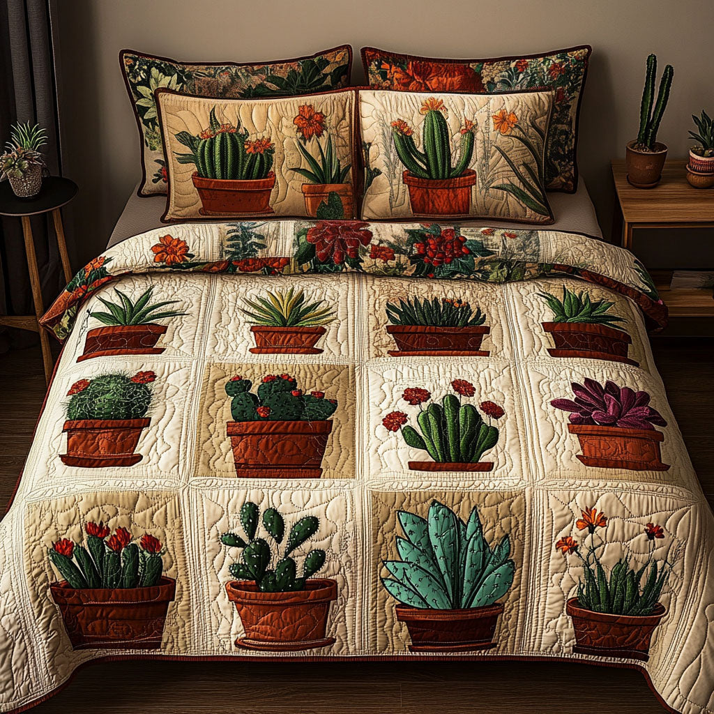 Potting Shed Beauty Quilted Bedding Set Bed Decor Ideas Cute Cactus Gifts