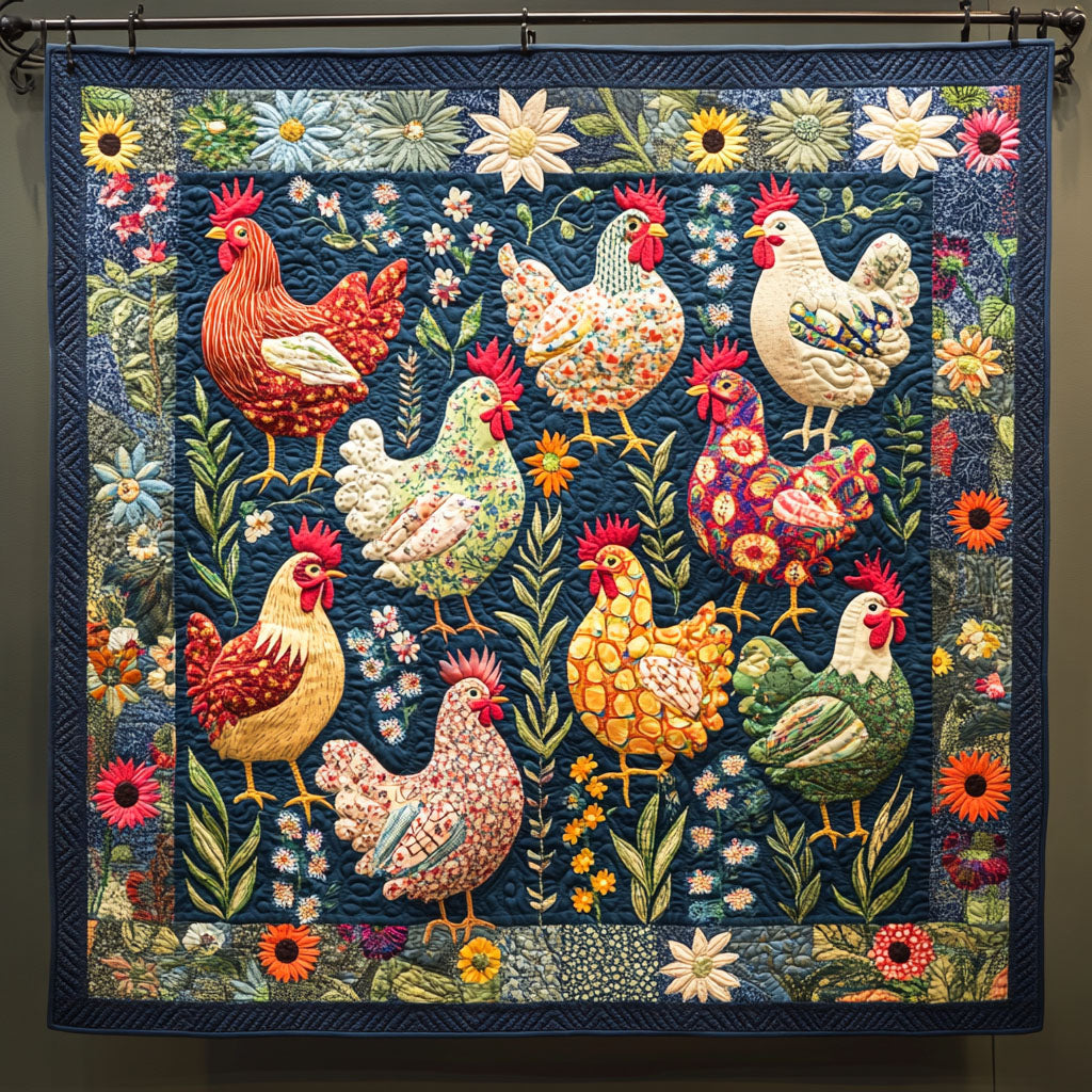 Poultry Parade Quilted Blanket Presents For Chicken Love
