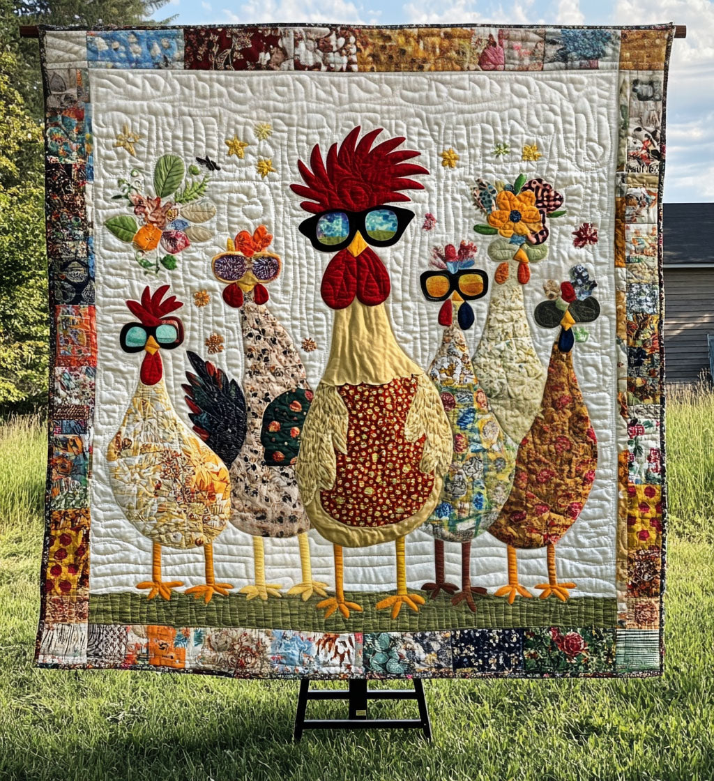 Poultry Patch Paradise Quilted Blanket Chicken Gifts For Chicken Lovers