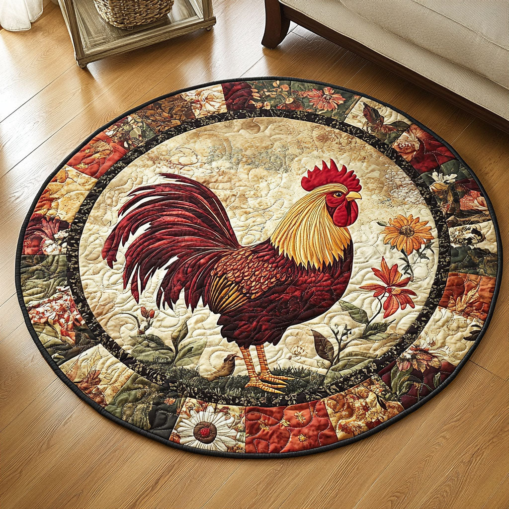 Poultry Patch Quilted Round Mat Christmas Entryway Decor Top Gifts For Farmers
