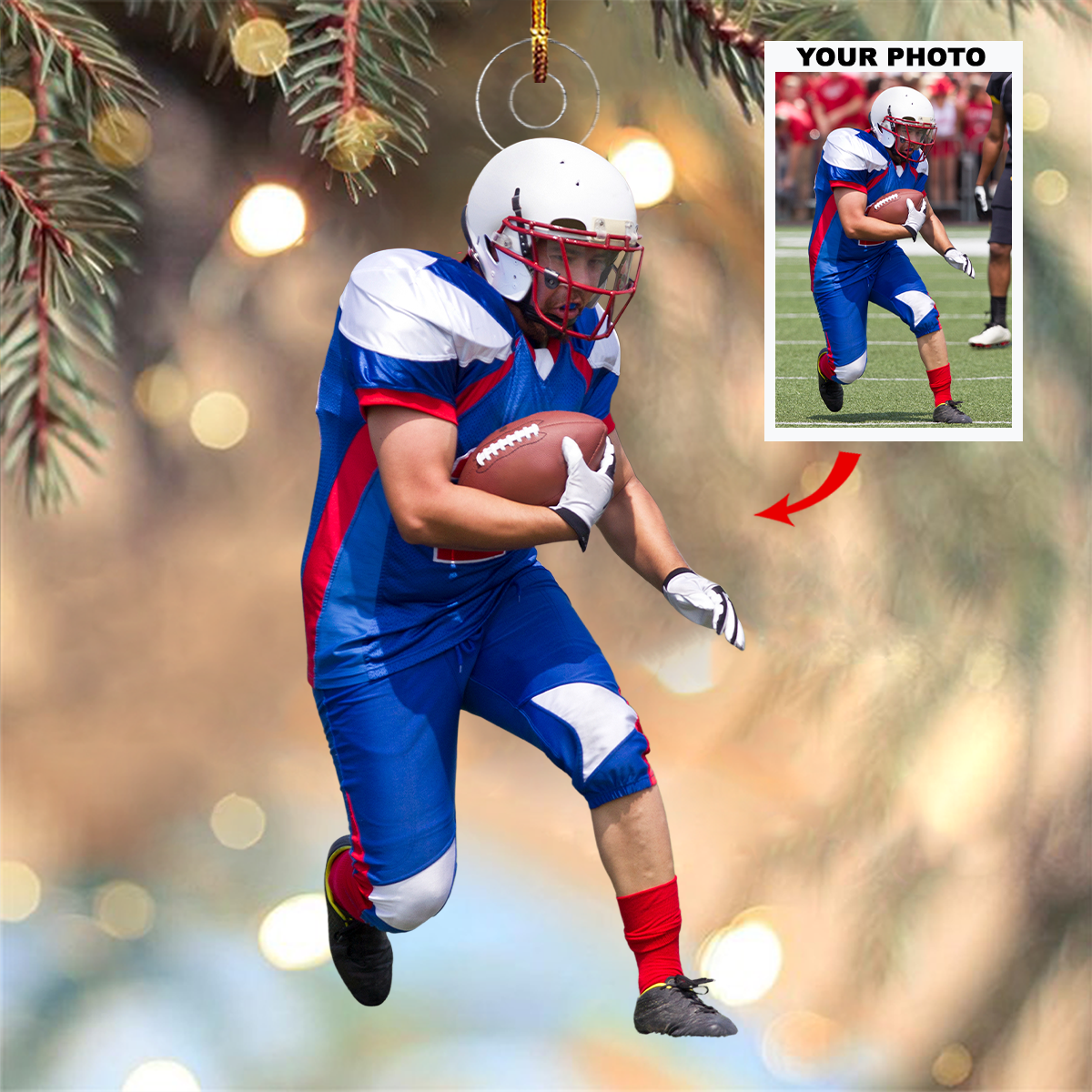 Power Move Personalized Photo Mica Ornament Gift For Football Lovers Football Players