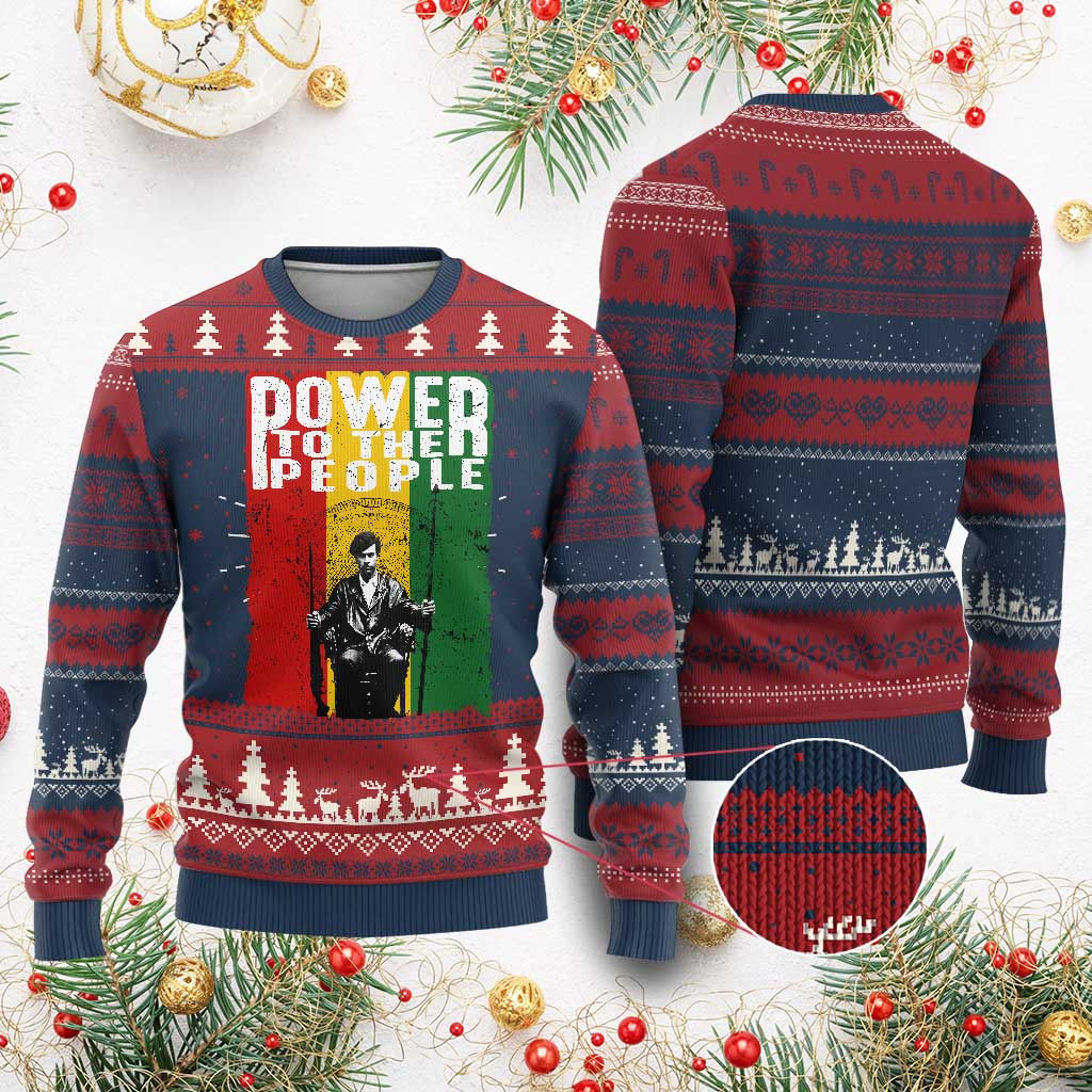 Power To The People Ugly Christmas Sweater Black Panther Party Newton Inspired Jumper Gifts