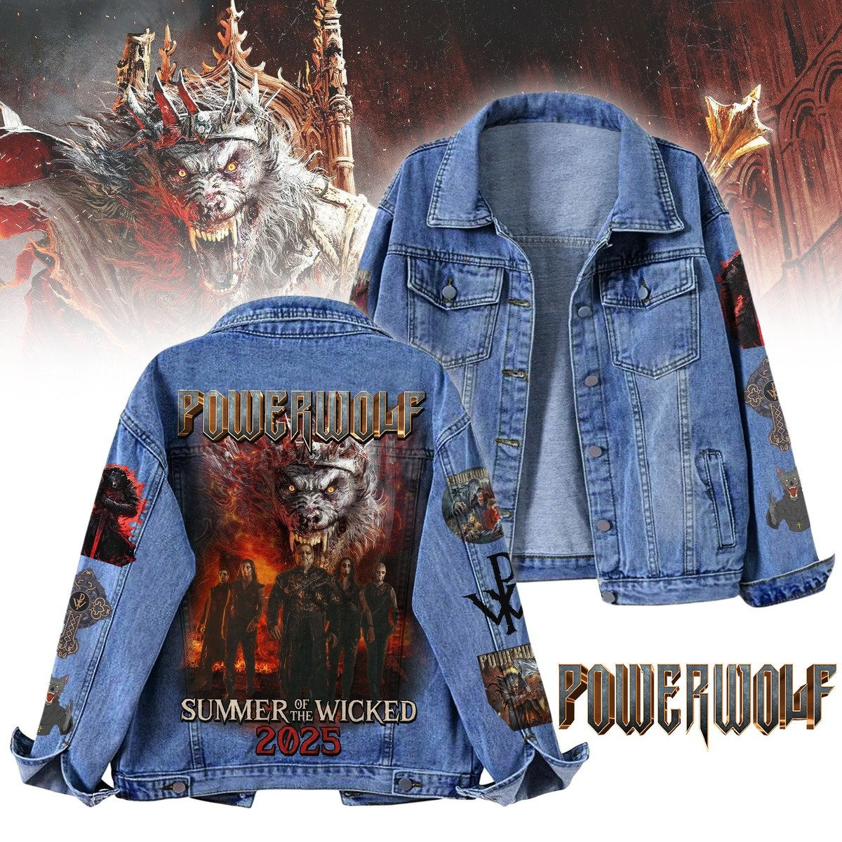 Power Wolf Summer Of the Wicked 2025 Tour Denim Jacket Music Related Gifts For Guys