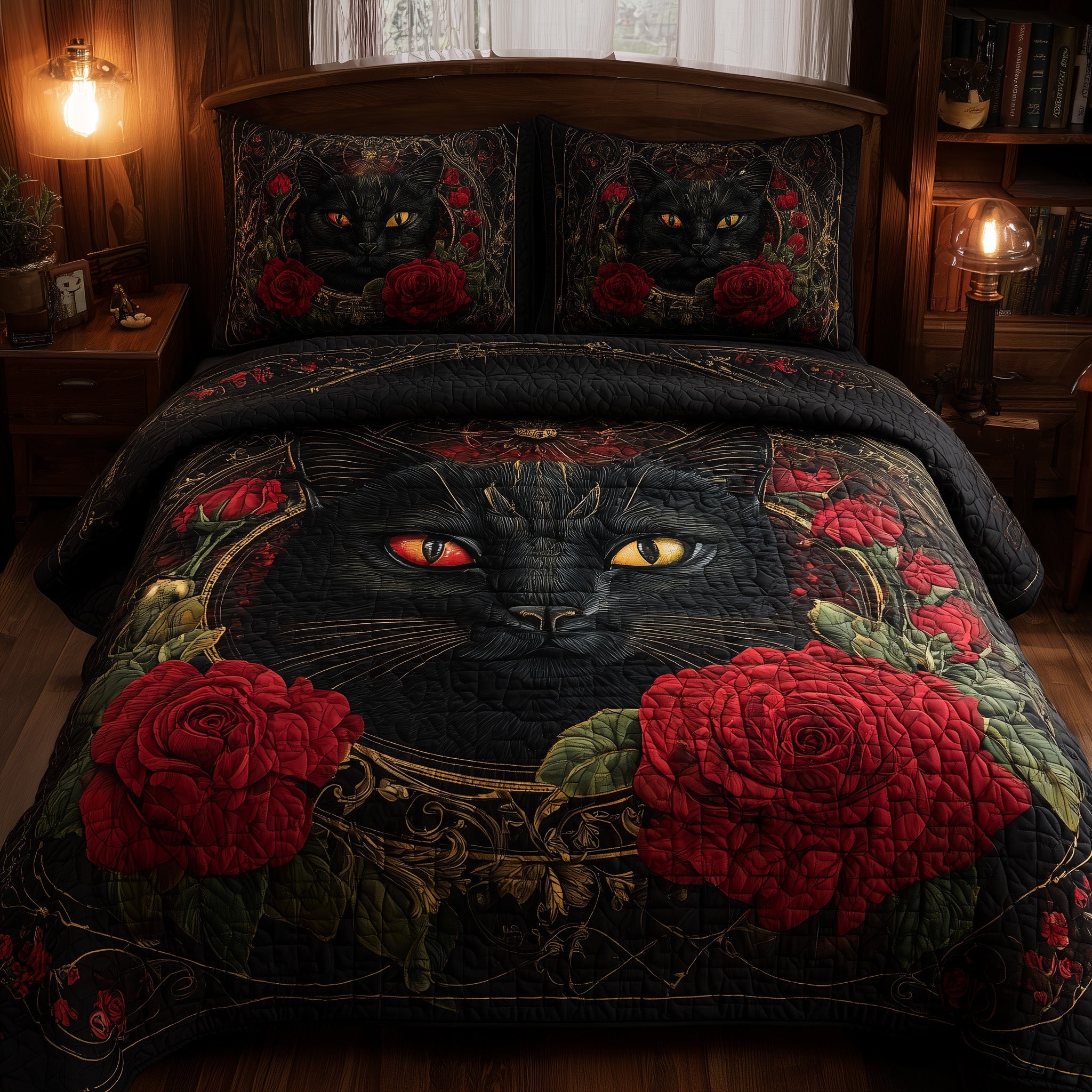 Powerful Cat Quilted Bedding Set Durable & Long-lasting