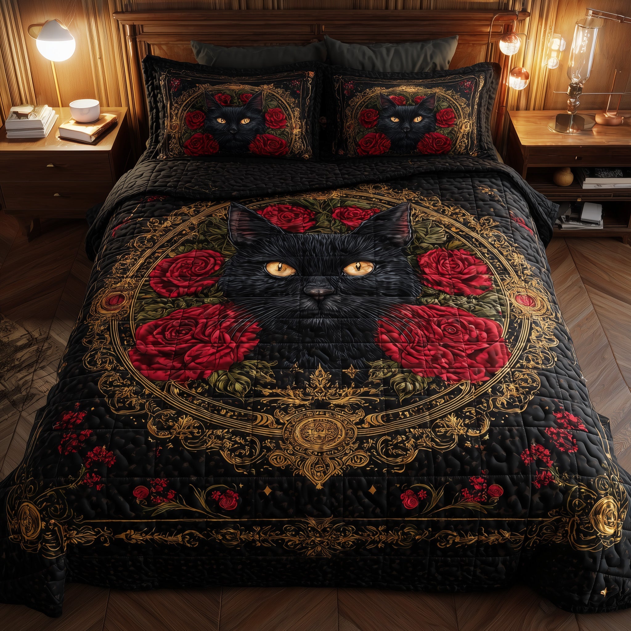 Powerful Cat Quilted Bedding Set Soft & Smooth