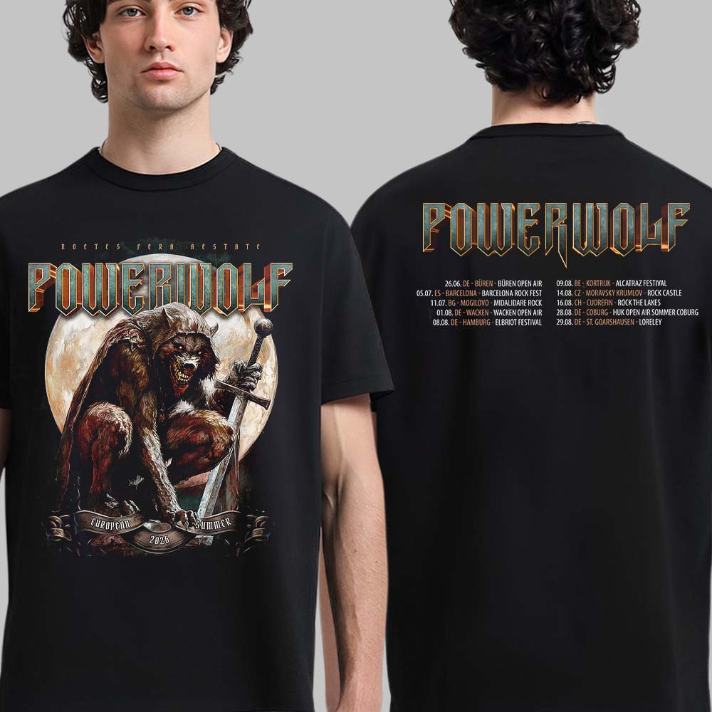 Powerwolf European Summer 2026 Tour Schedule Dates T-Shirt Powerwolf Apparel Gift For Fans