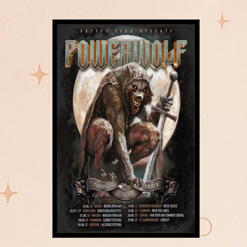 Powerwolf Merch Powerwolf 2026 European Summer Tour Poster Gifts For Band Lovers