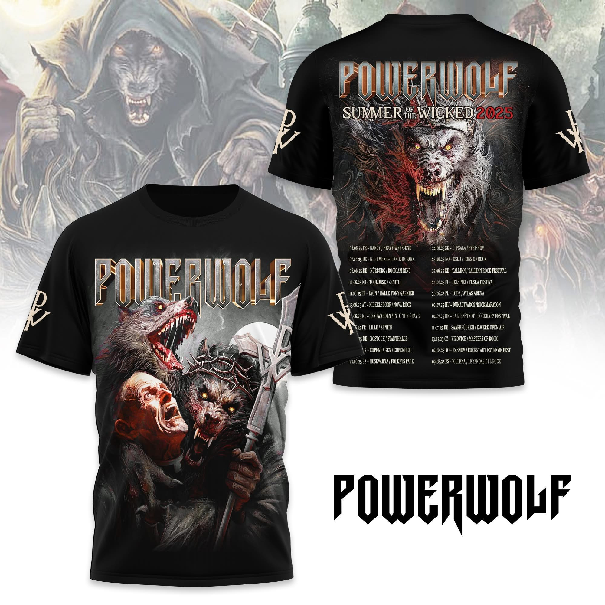 Powerwolf Tour 2025 Europe T-Shirt Best Gift For Powerwolf Fans