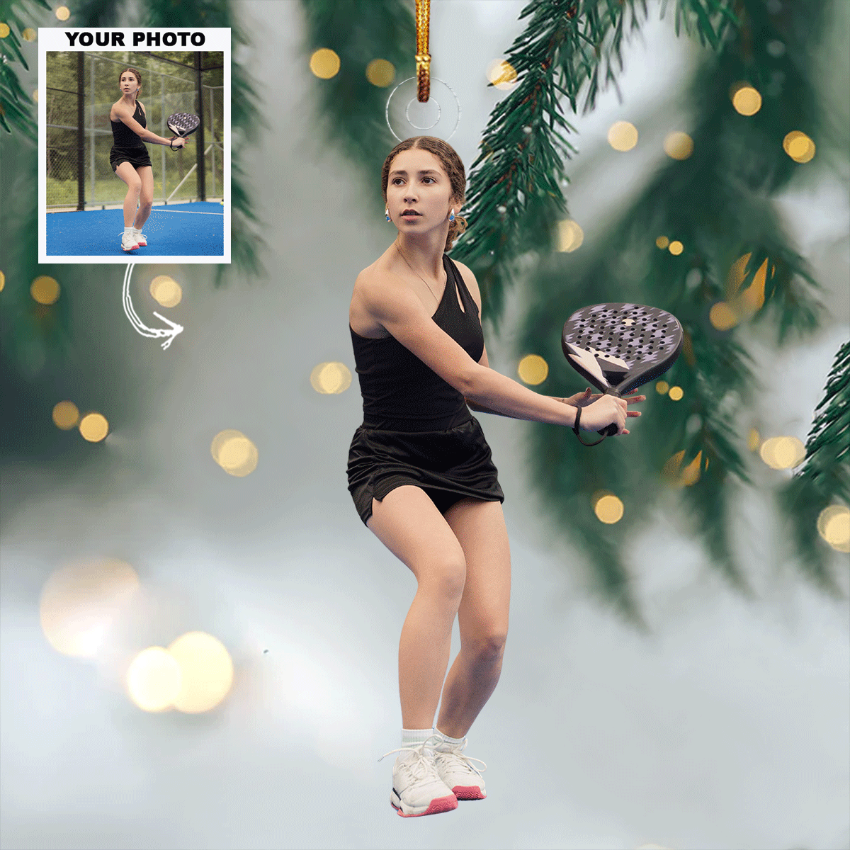 Practice In Style Personalized Photo Mica Ornament Gift For Tennis Lovers Family members