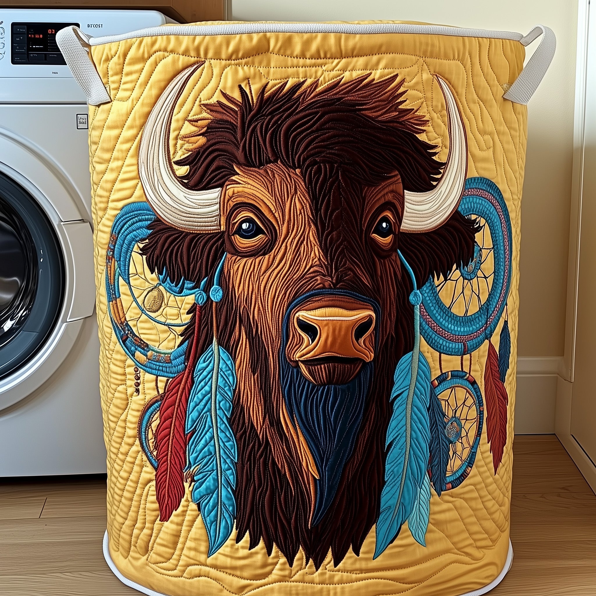 Prairie Bison Quilted Laundry Basket Awesome Bison Gifts