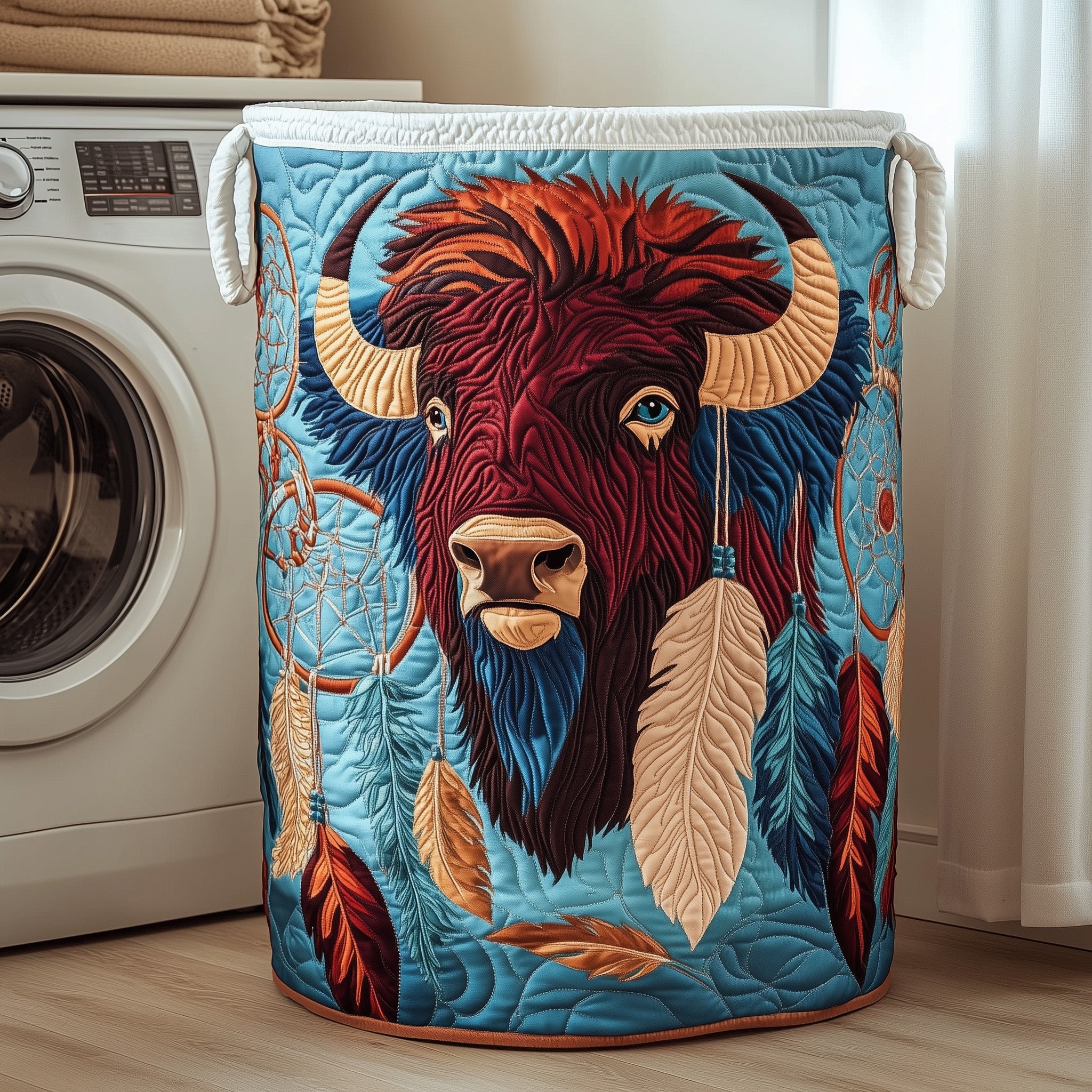 Prairie Bison Quilted Laundry Basket Bison Gifts For Adults