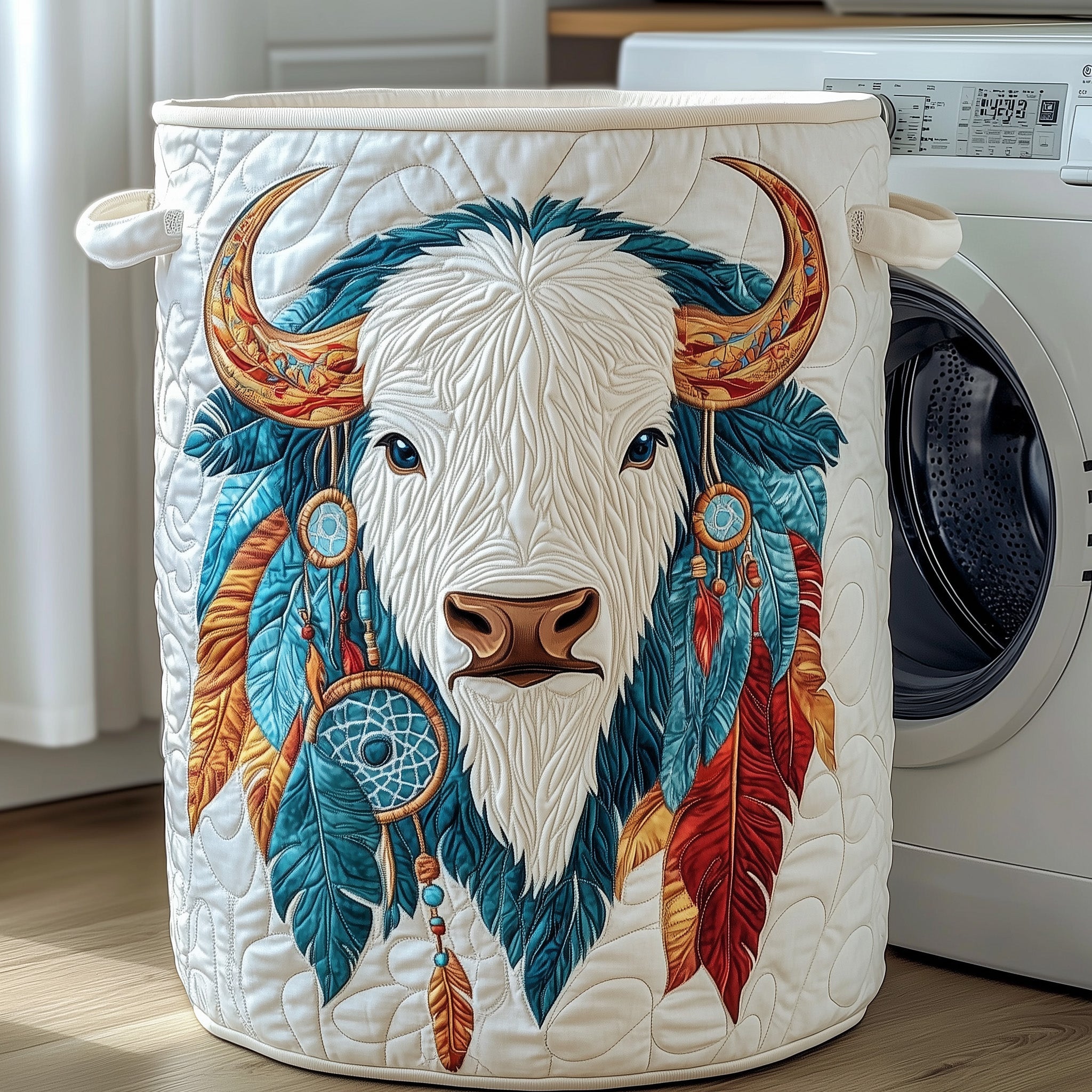 Prairie Bison Quilted Laundry Basket Bison Gifts For Men