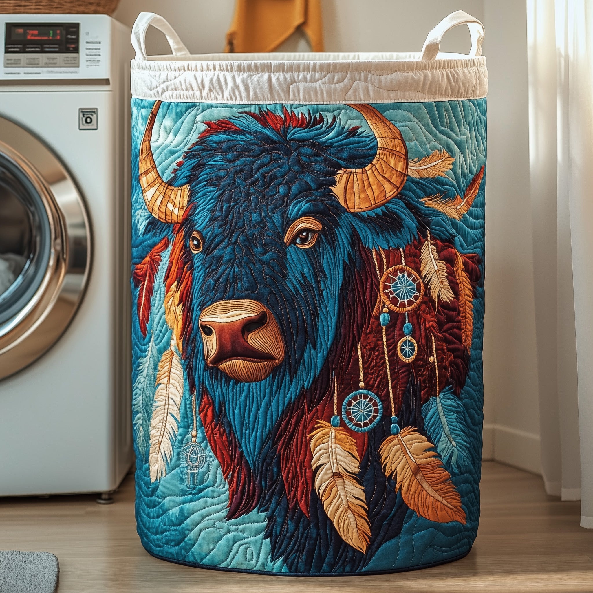 Prairie Bison Quilted Laundry Basket Bison Merchandise Items