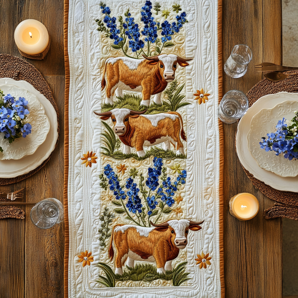 Prairie Bloom Quilted Table Runner Dining Room Decor Ideas Texas Gifts For Men