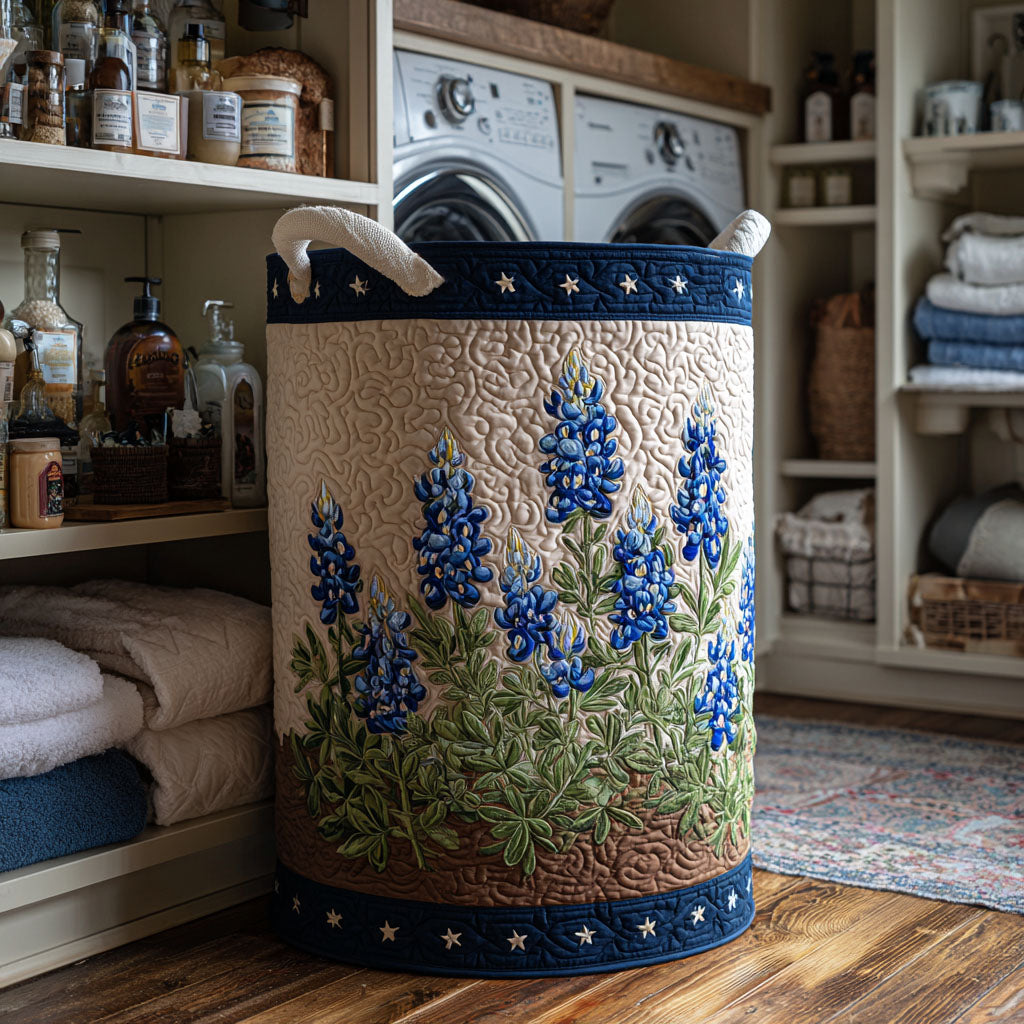 Prairie Blue Quilted Laundry Basket Charming Quilted Laundry Basket Gift for Cozy Homes