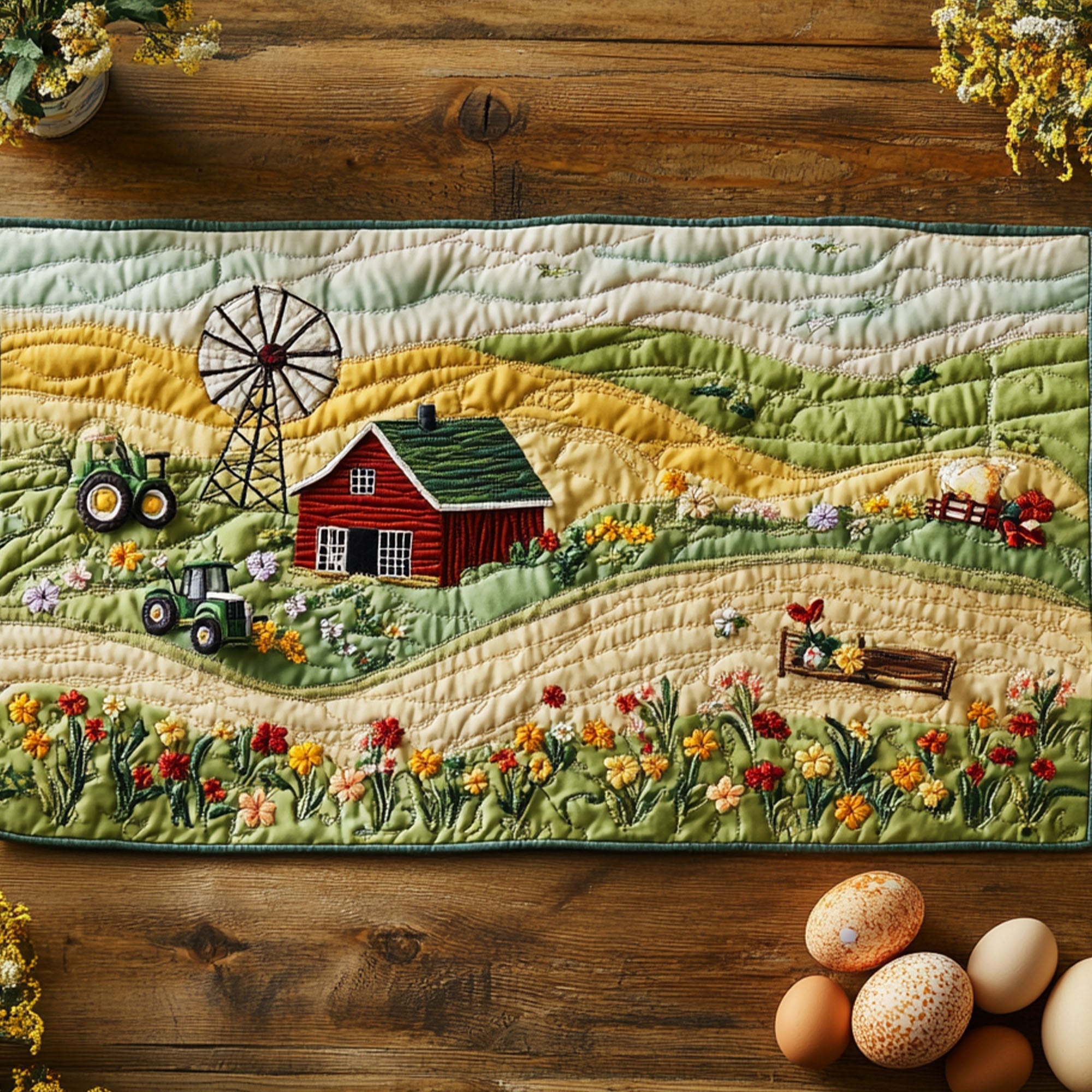 Prairie Delight Quilted Table Runner Dining Room Table Decor Christmas Presents For Farmers