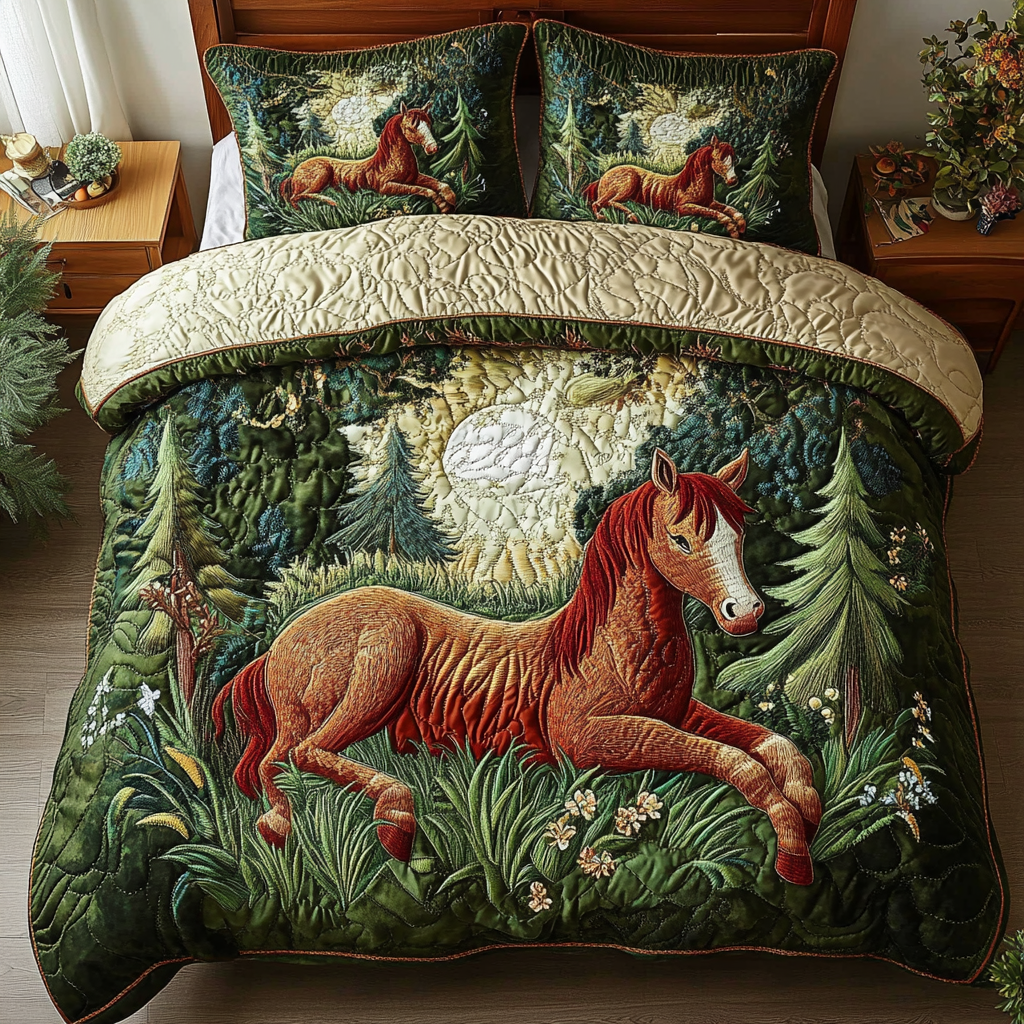 Prairie Dream Quilted Bedding Set Holiday Duvet Cover Set Best Gifts For Horse Lovers