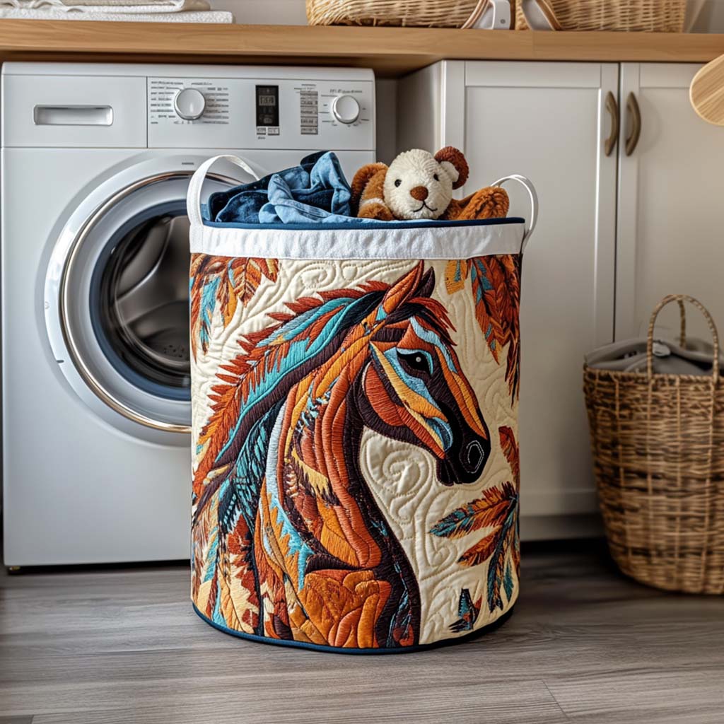 Prairie Gallop Quilted Laundry Basket Winter Merch Essentials