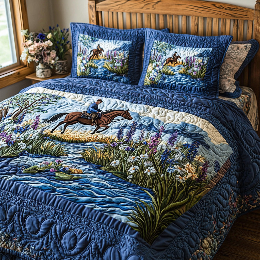 Prairie Grace Quilted Bedding Set Duvet Cover Bed Sheet Set Best Gifts Horse Lovers
