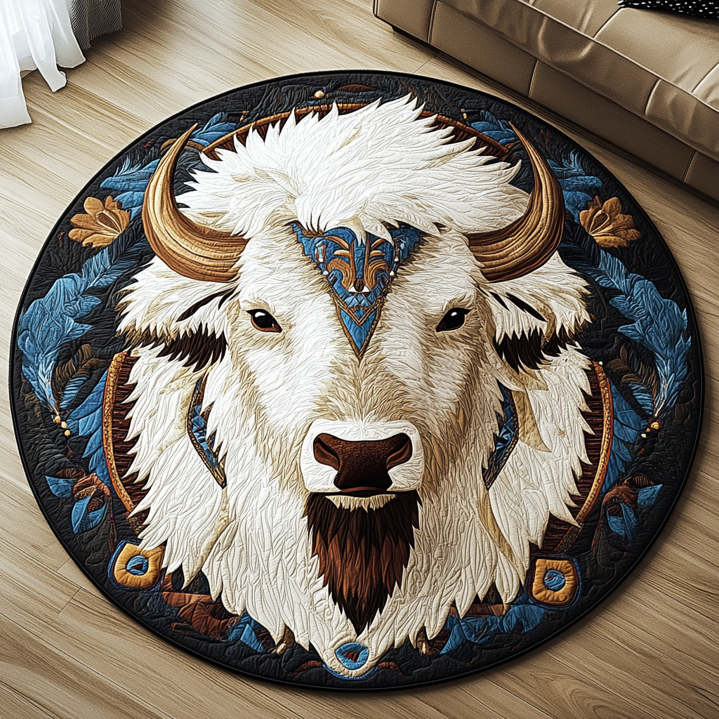 Prairie King Quilted Round Mat Unique Front Door Decor Xmas Gifts For Farmers