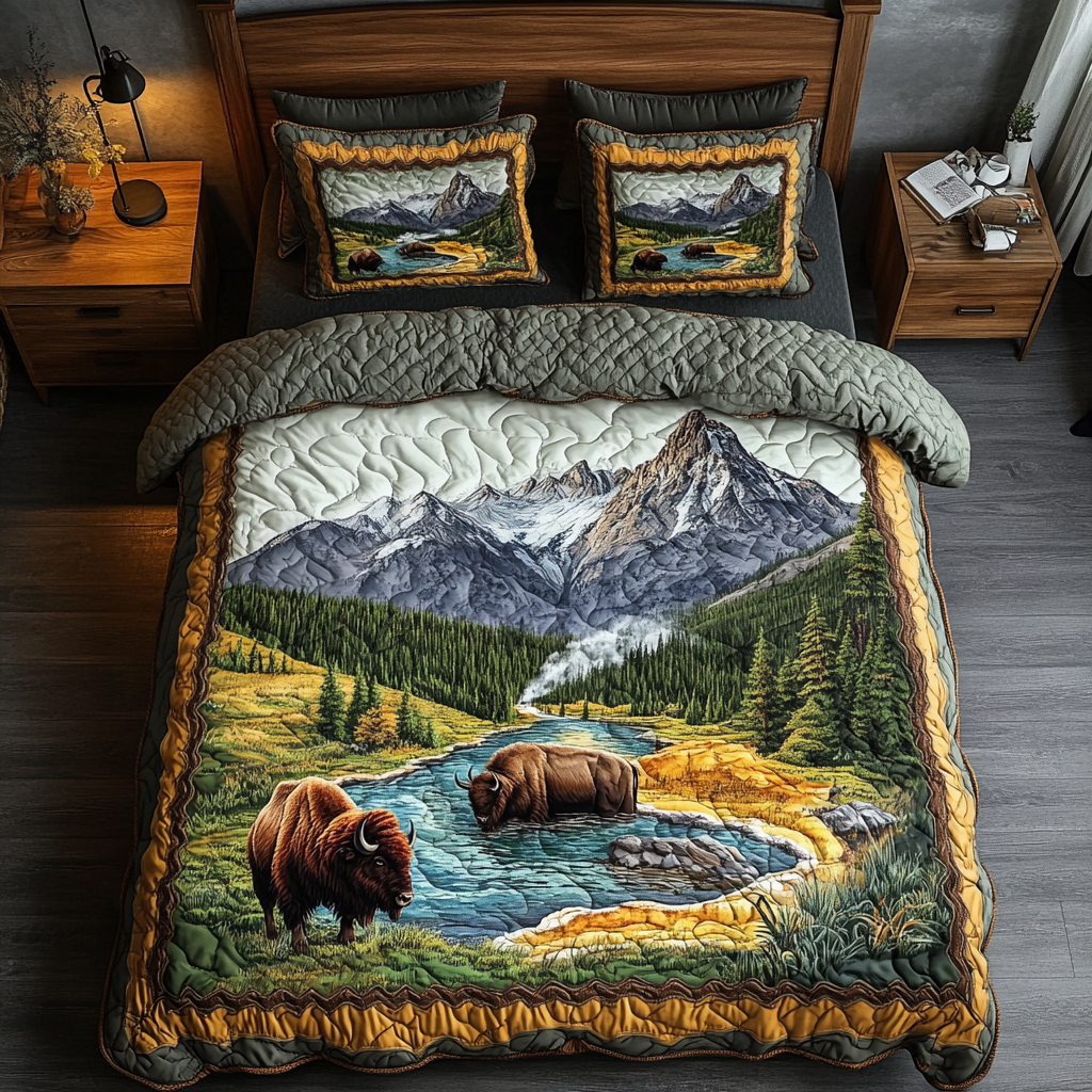 Prairie Majesty Quilted Bedding Set Bed Decorations Awesome Bison Gifts