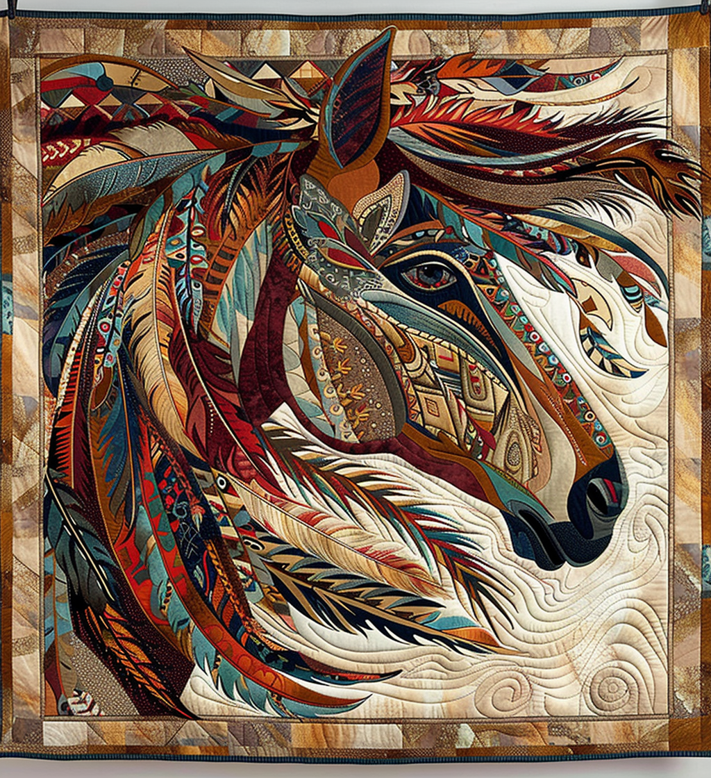 Prairie Pony Quilted Blanket Native American Blanket Unique Gifts For Horse Lovers