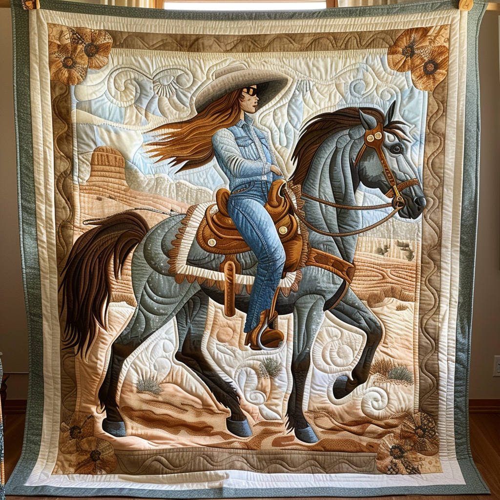 Prairie Ride Quilted Blanket Christmas Presents For Horse Lovers