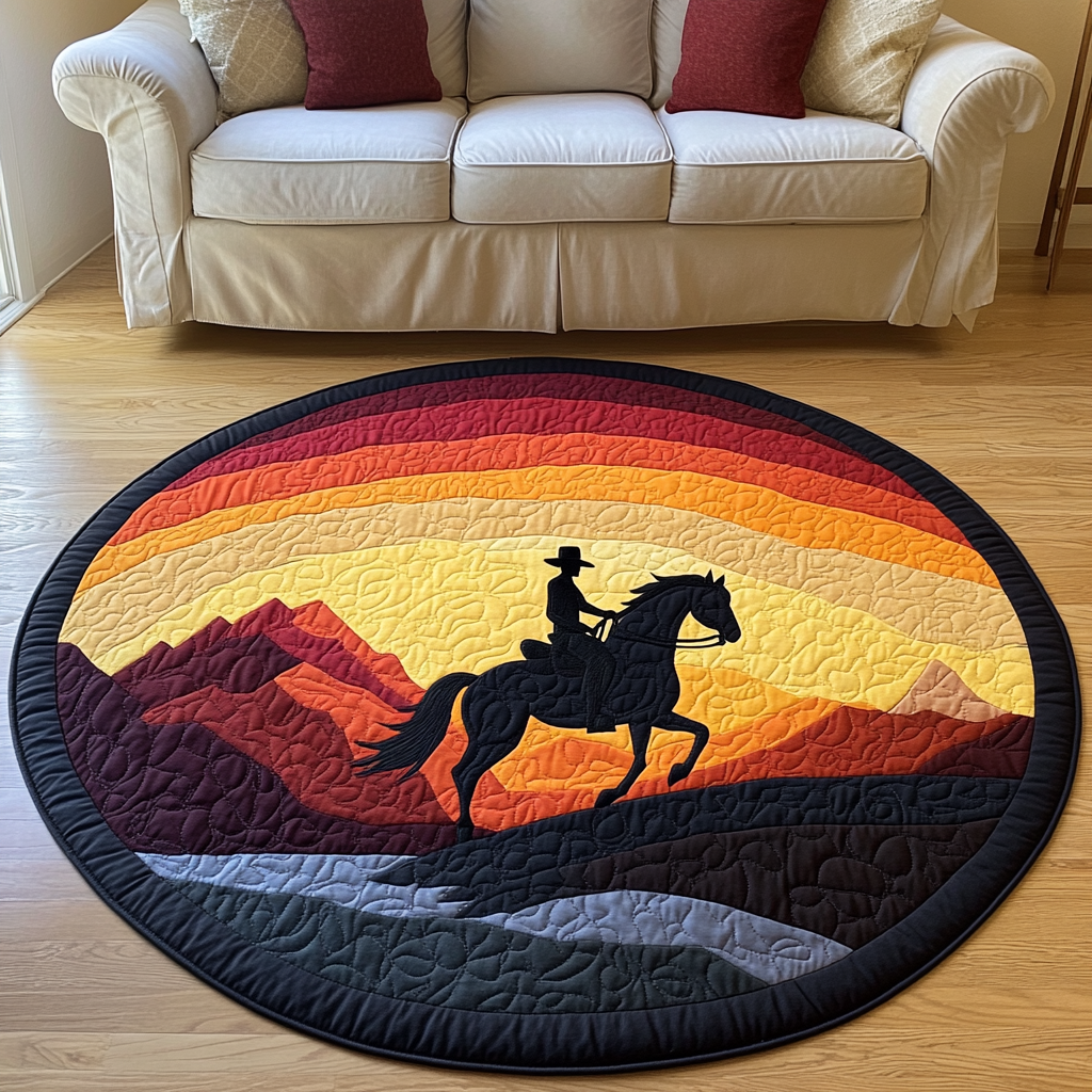 Prairie Ride Quilted Round Mat Front Door Decor Good Presents For Farmers