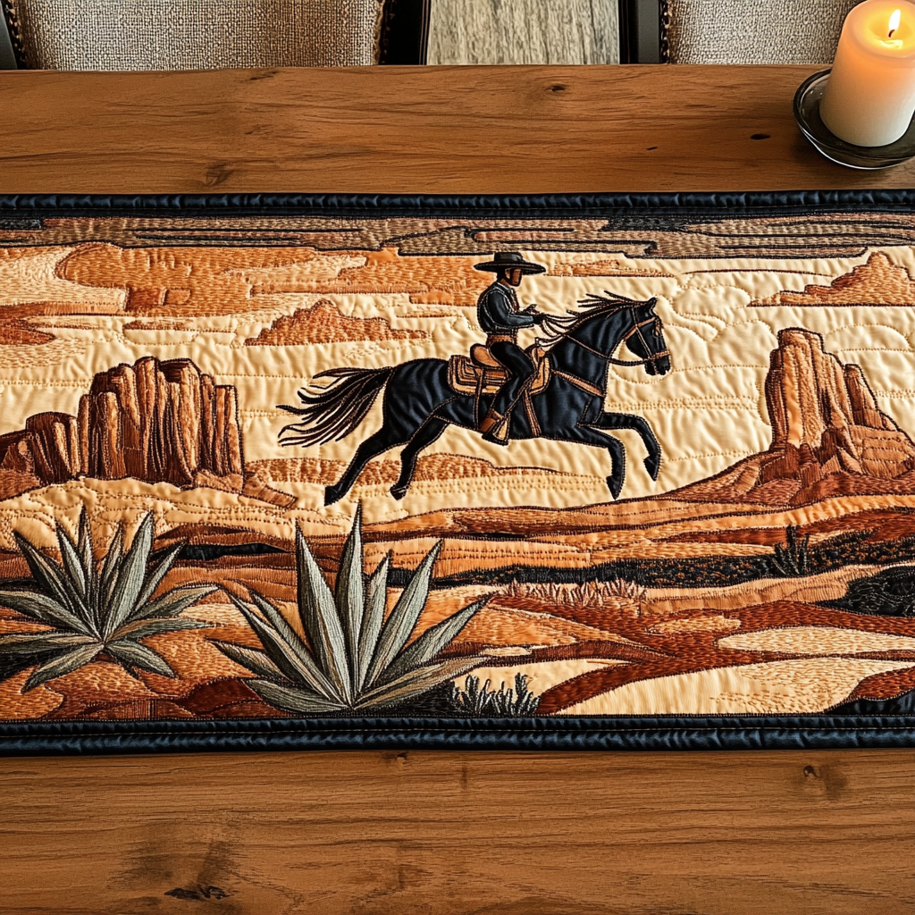 Prairie Ride Quilted Table Runner Kitchen Table Decor Ideas Cowboys Christmas Gifts