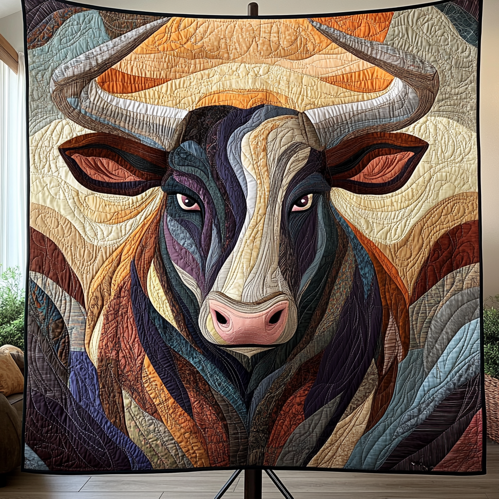 Prairie Spirit Quilted Blanket Bed Room Decor Gifts For Cattle Lovers