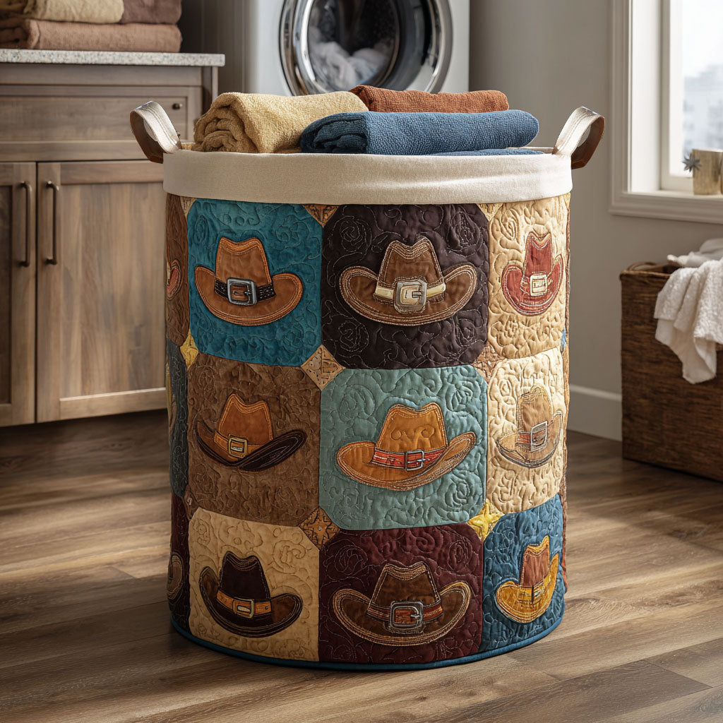 Prairie Trail Quilted Laundry Basket Stylish Laundry Basket with Quilted Texture and Handles