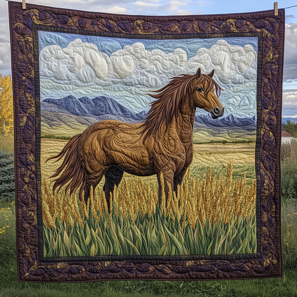 Prairie Wheat Horse Quilt Blanket Christmas Throws Unique Gifts For Horse Lovers