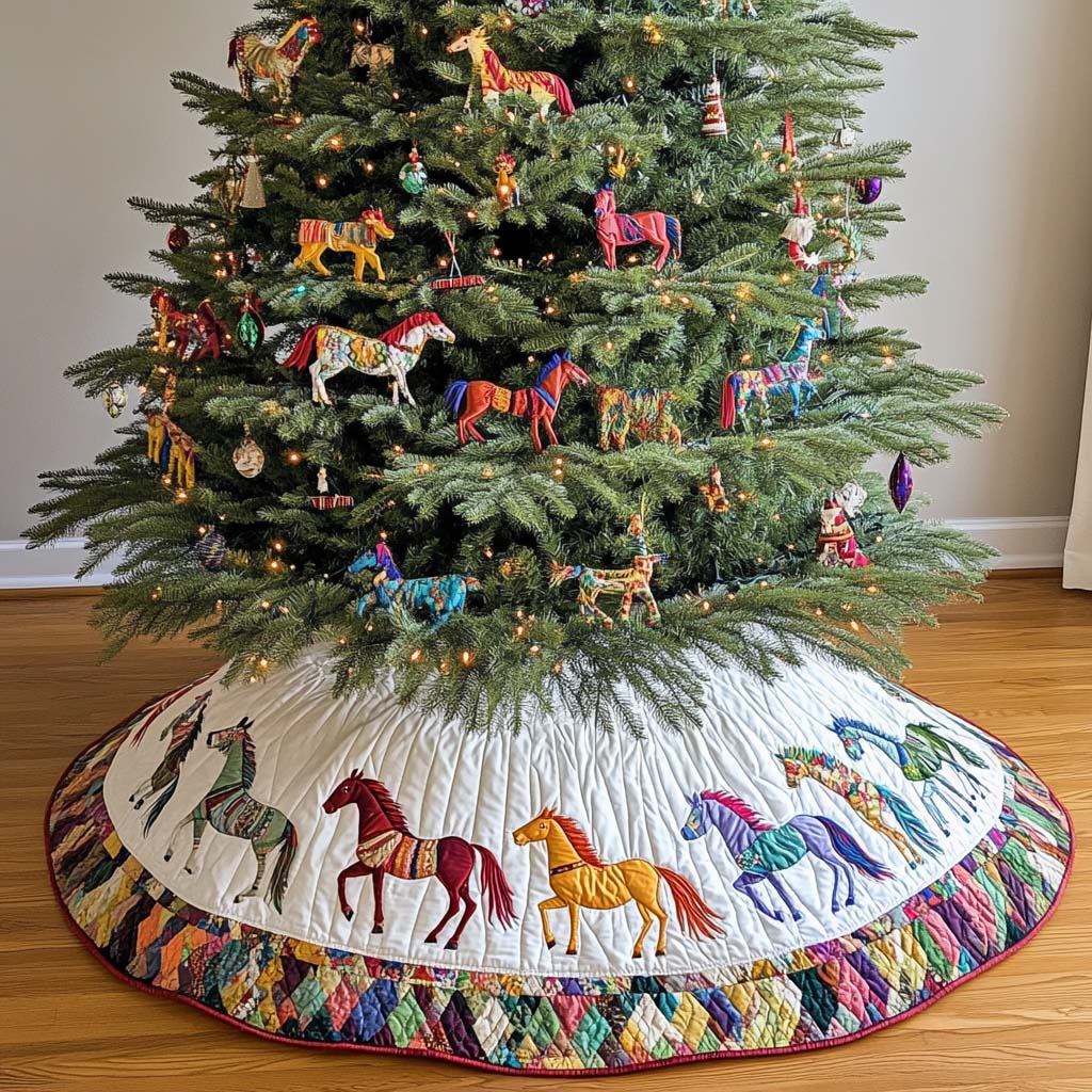 Prairie Winds Christmas Quilted Tree Skirt Family Holiday Gathering Decor Holiday Tree Base Decoration