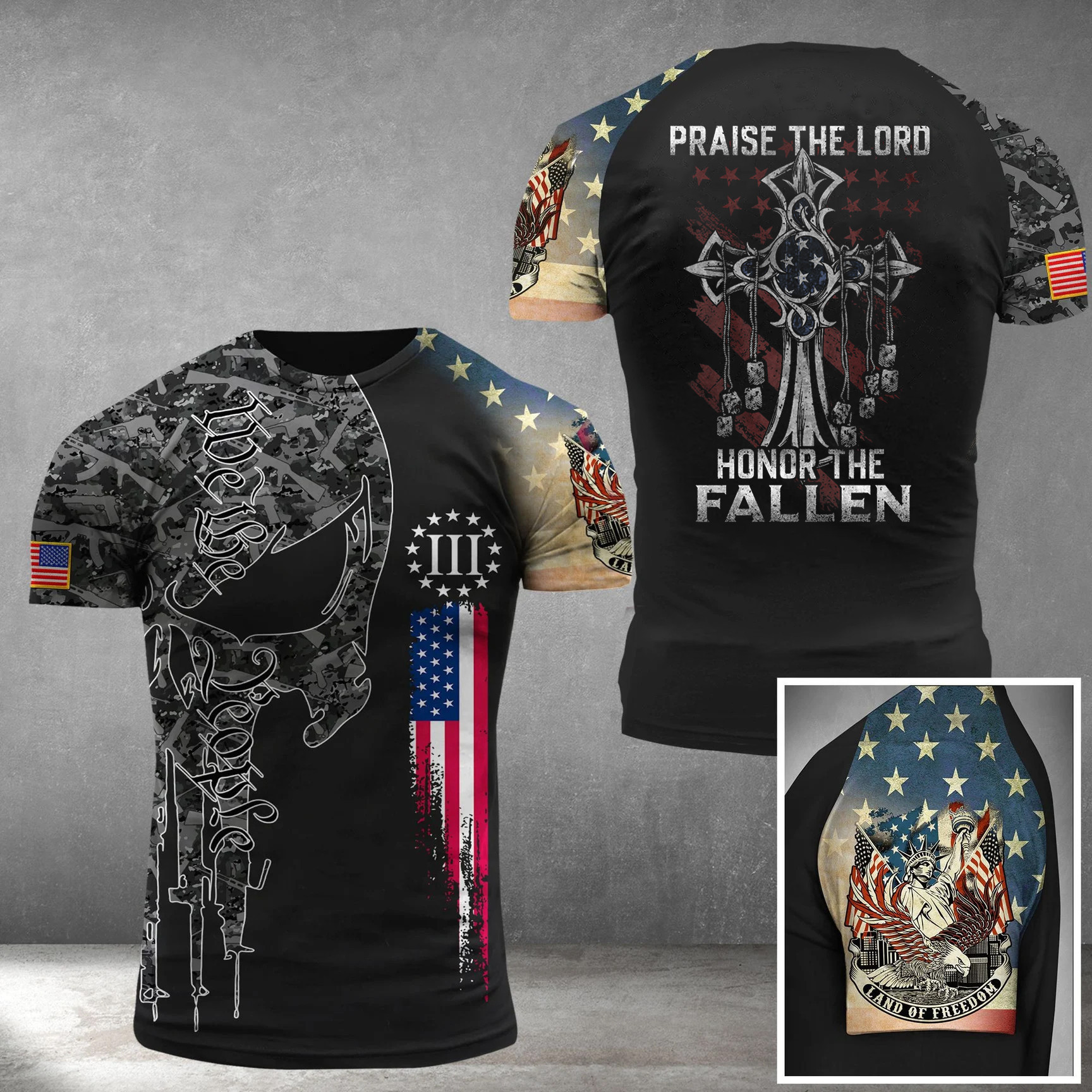 Praise The Lord Honor The Fallen T-Shirt Veterans Day Shirts Gifts For Dad