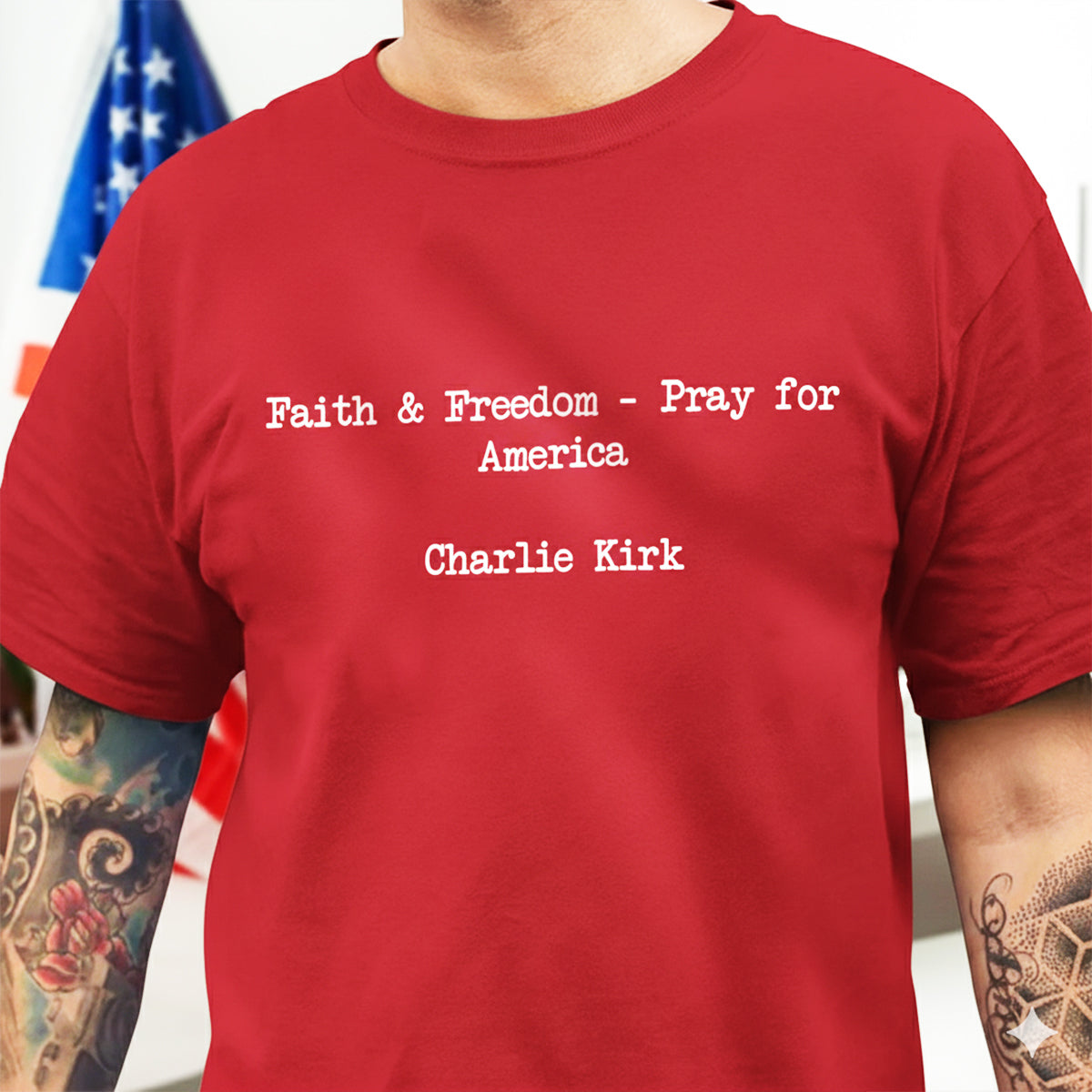 Pray for America Faith & Freedom Charlie Kirk Christian Dark Shirt Gift for Patriots