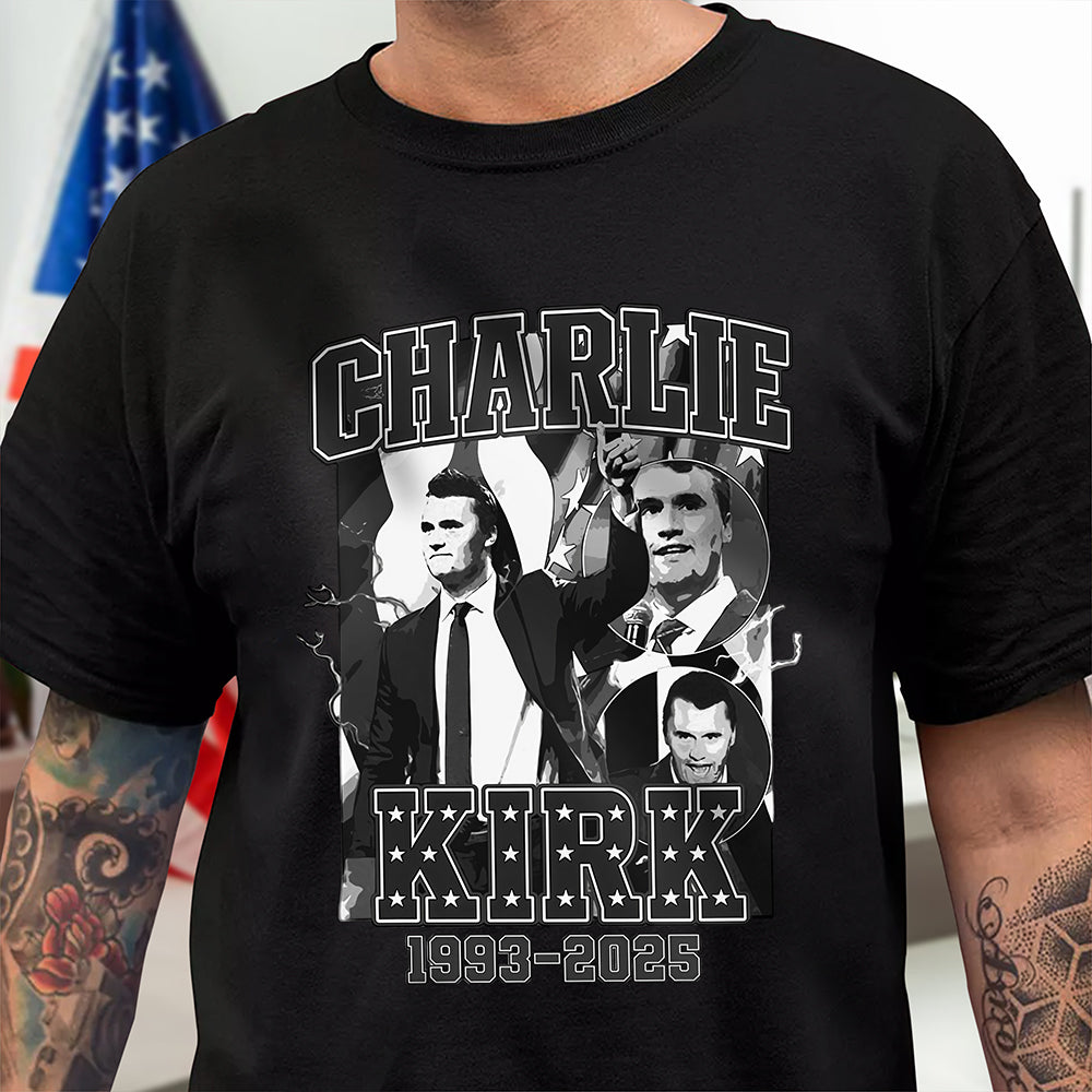 Pray For Charlie Kirk 1993 2025 Memorial Dark Shirt Gift for Charlie Kirk Supporters