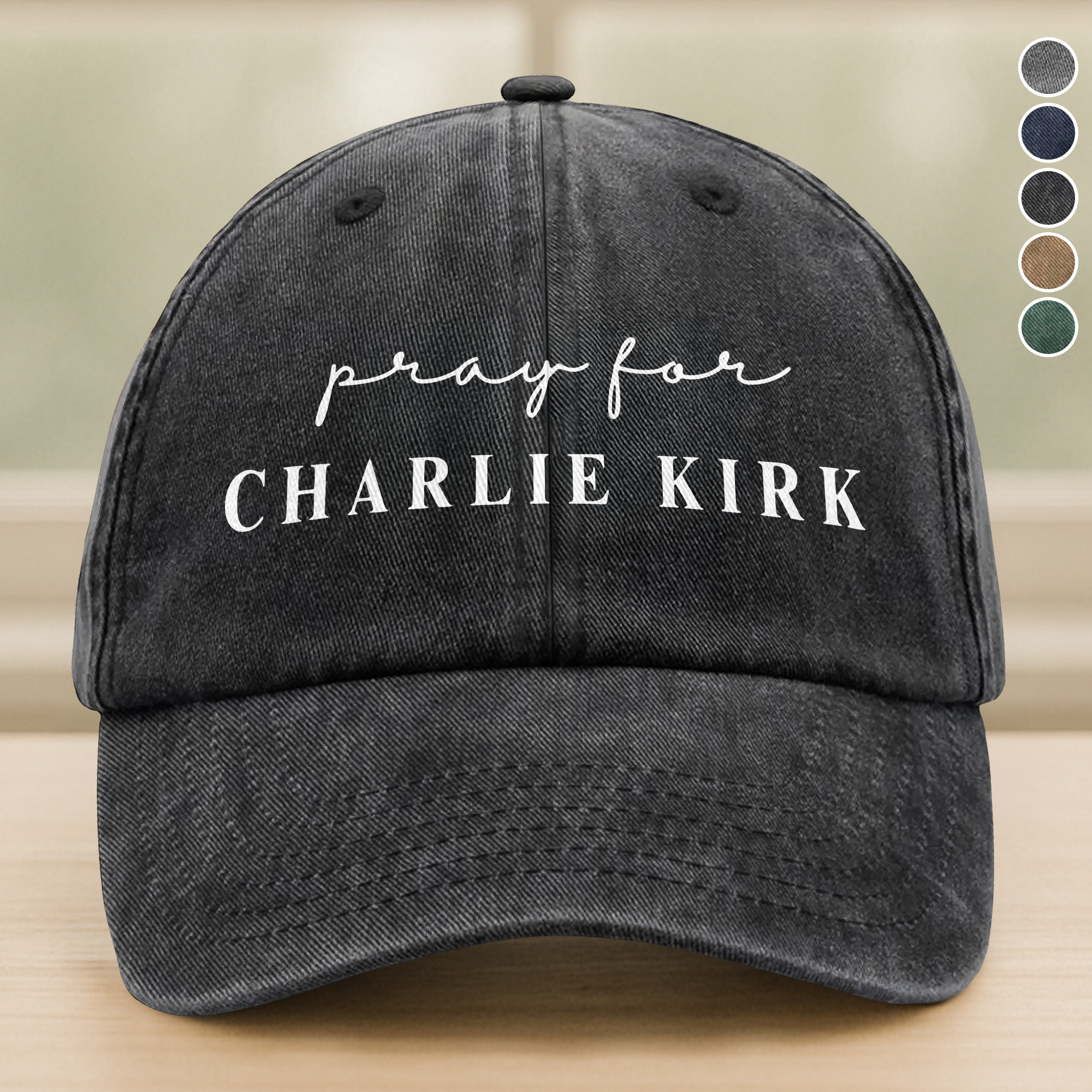 Pray for Charlie Kirk Washed Baseball Cap Freedom Never Sleeps