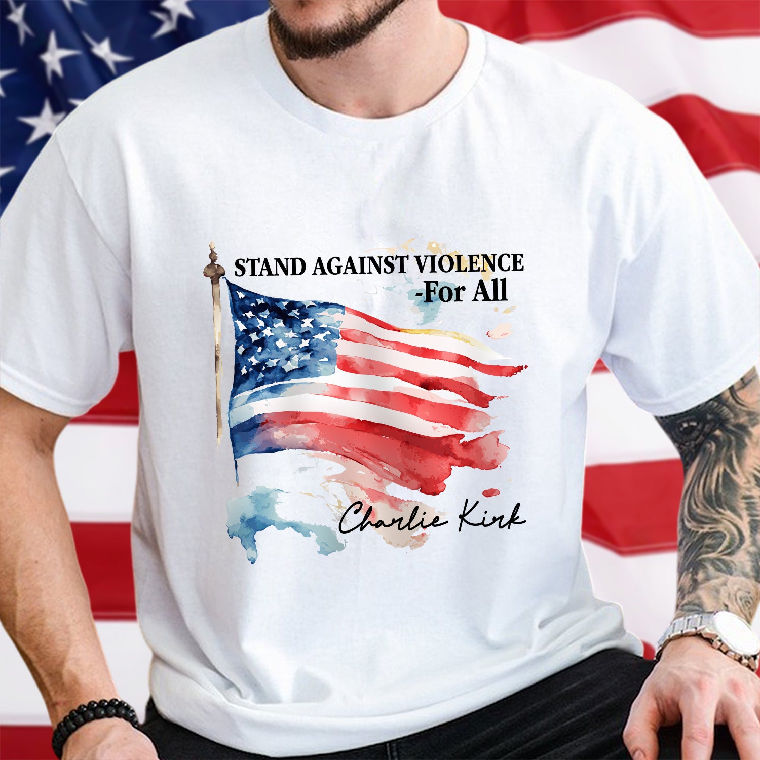 Pray For With Charlie Kirk Stand Against Violence For All Bright Shirt Gift for American Conservatives