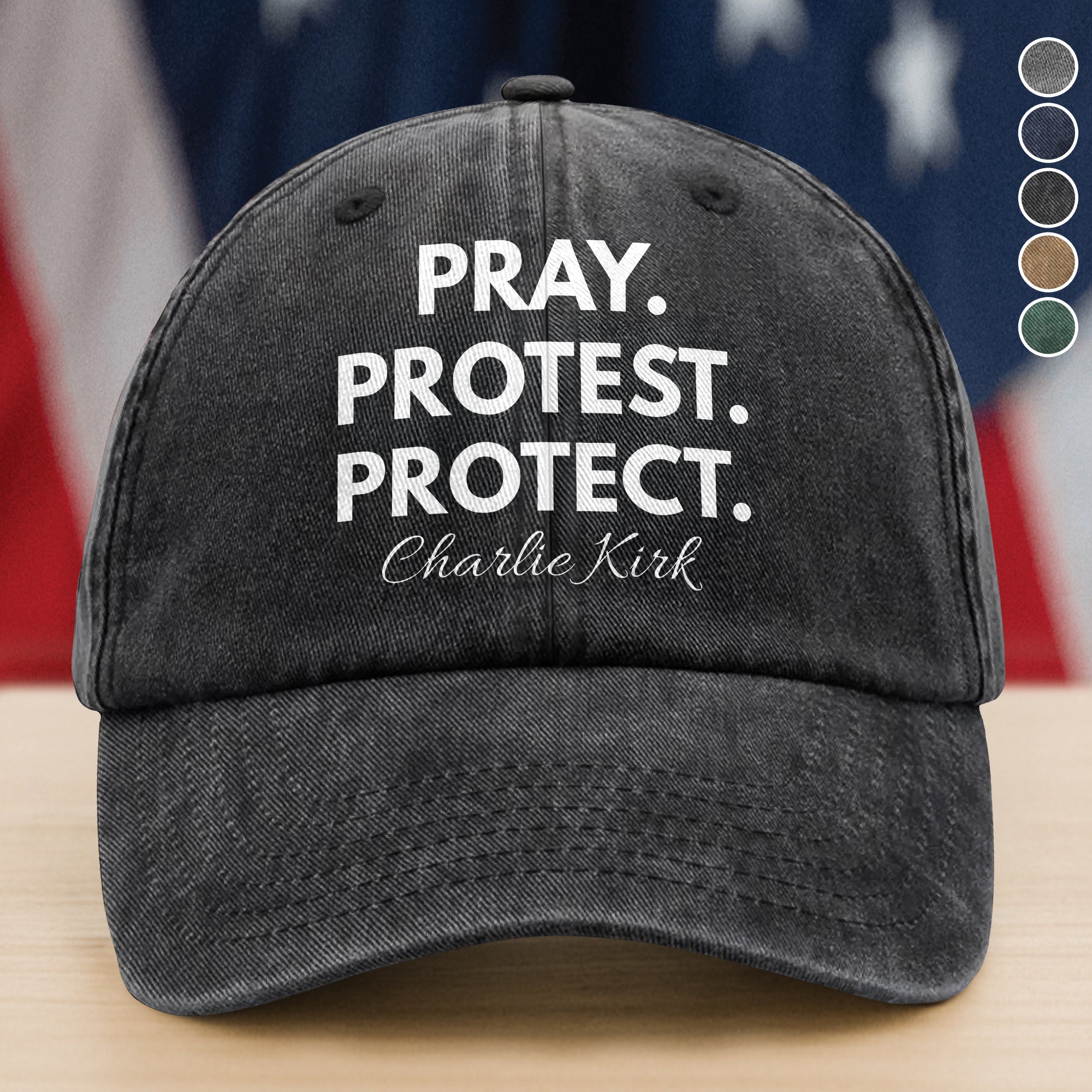 Pray Protest Protect Justice For Charlie Kirk Washed Baseball Cap Gift for Small Business Owners