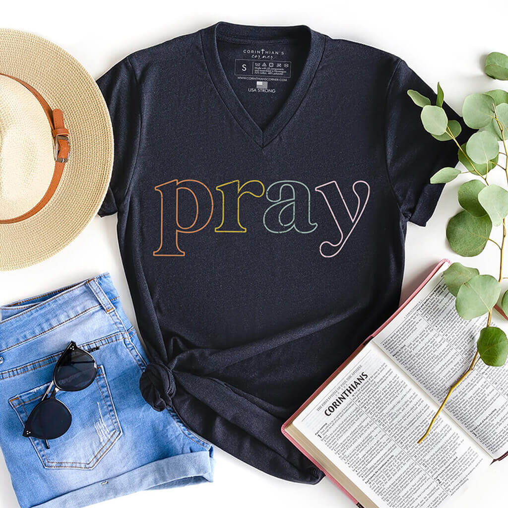PRAY V-Neck Shirt Gift For Women