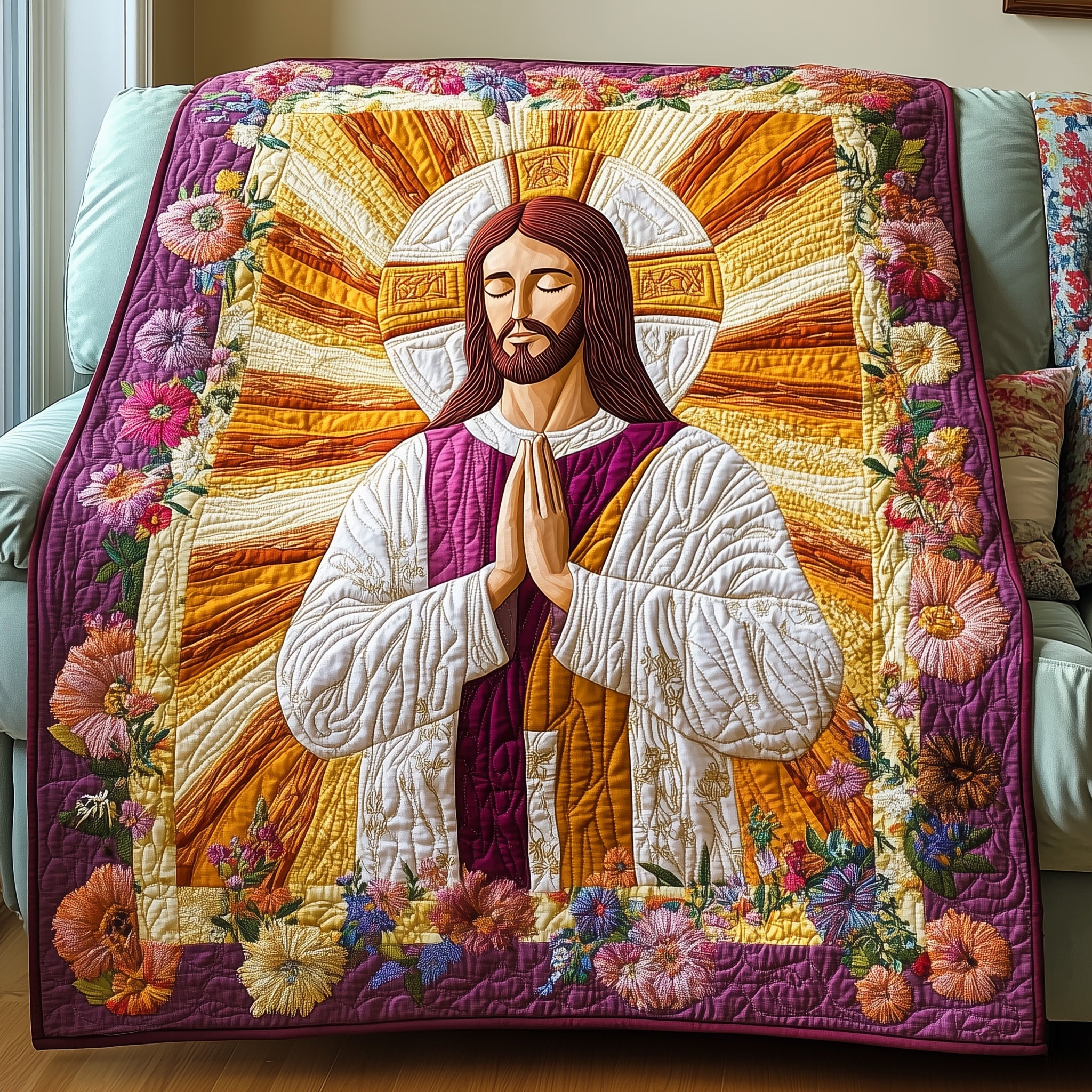 Prayer at Dawn Quilted Blanket Merchandise Throw BlanketInexpensive Christian Gifts