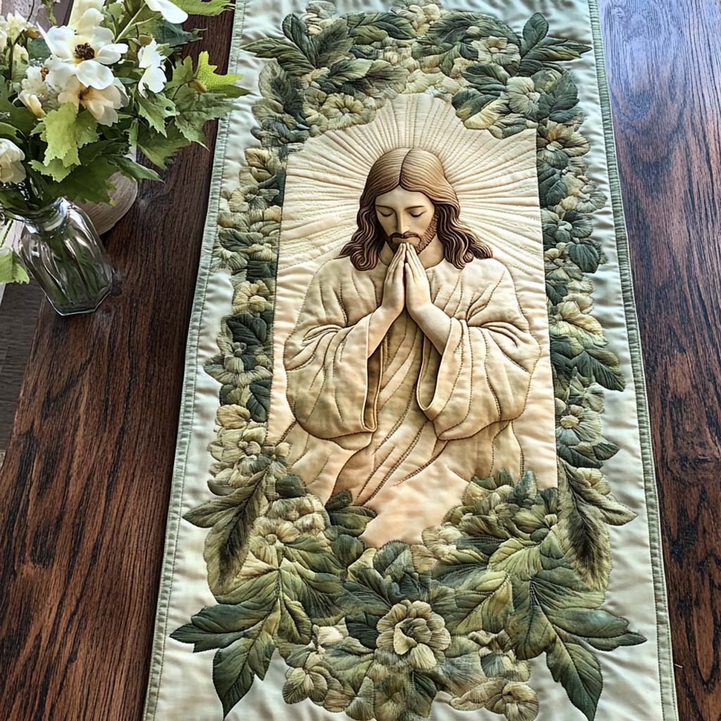 Prayerful Peace Quilted Table Runner Festive Table Runners Religious Gift Ideas