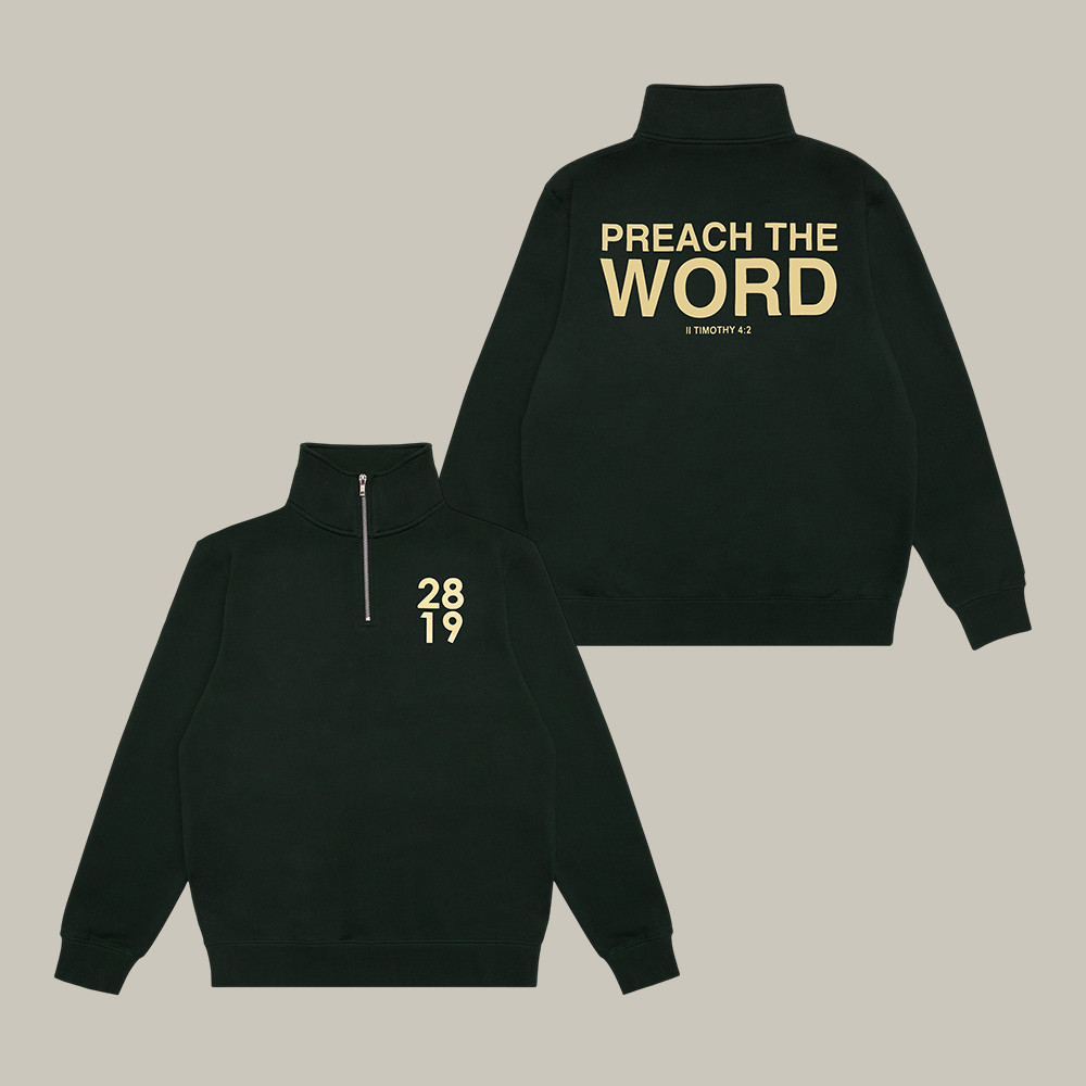 Preach The Word 2819 Church Quarter Zip Sweatshirt Christian Apparel Gift For Husband