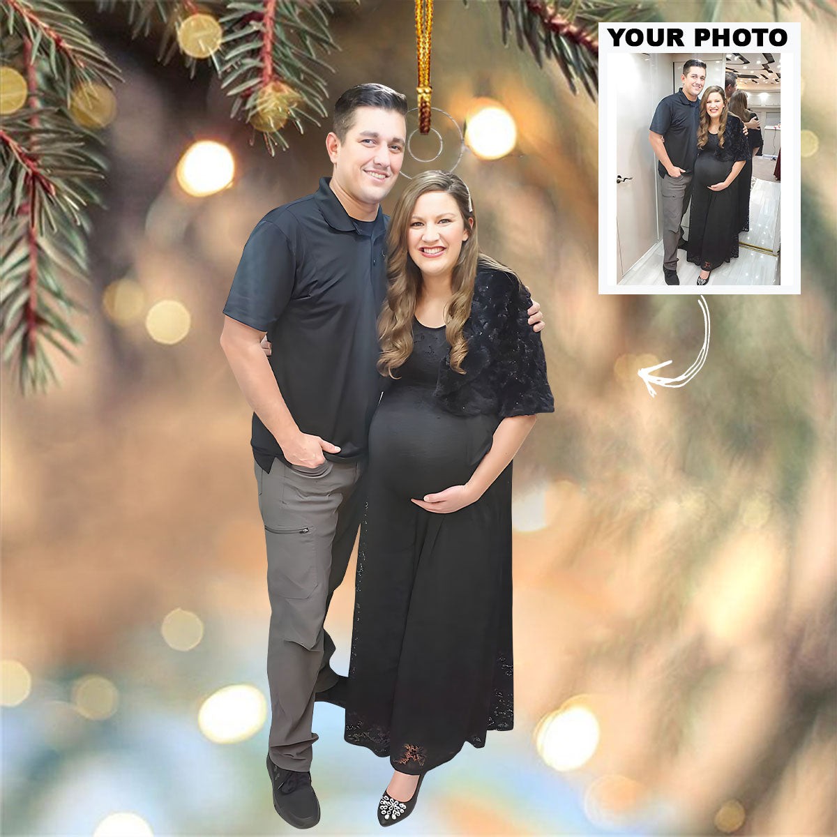 Pregnancy Celebration Personalized Custom Photo Mica Ornament Christmas Gift For Wife