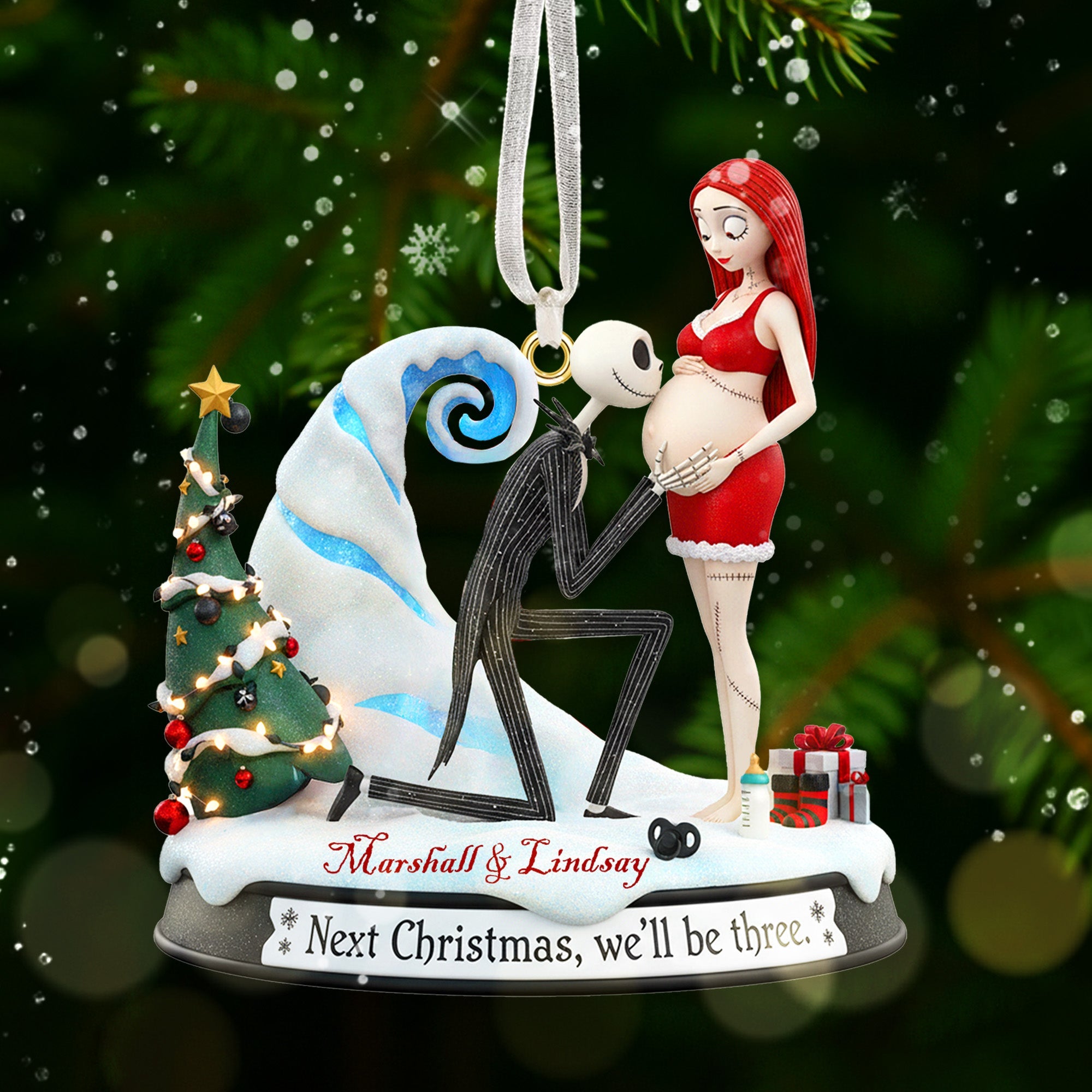 Pregnant Couple Ornament - Personalized Gift For Couple Christmas Ornament - Christmas Ornament Gift Idea